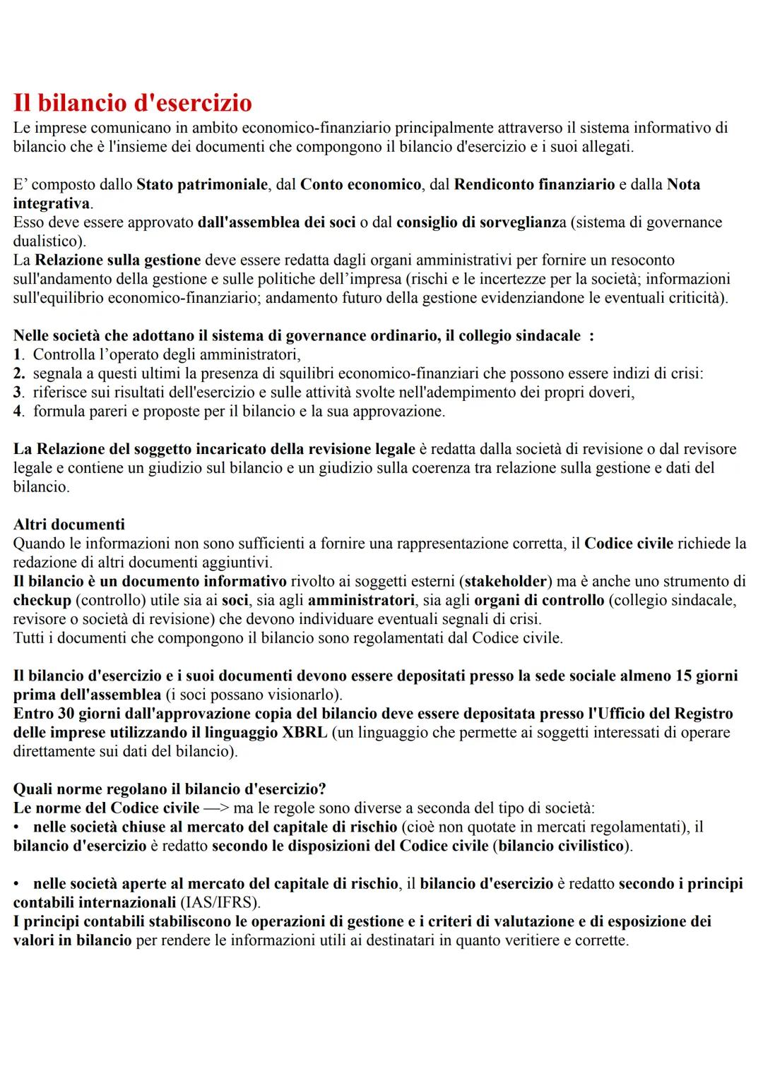 Il bilancio d'esercizio
Le imprese comunicano in ambito economico-finanziario principalmente attraverso il sistema informativo di
bilancio c