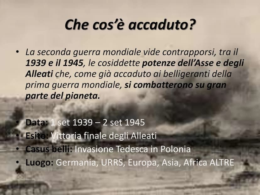 
<h2 id="antefattiecontesto">Antefatti e Contesto</h2>
<p>La seconda guerra mondiale vide contrapporsi, tra il 1939 e il 1945, le cosiddette