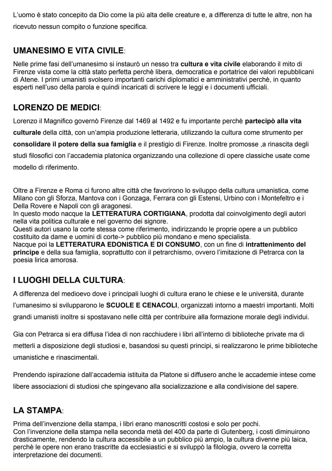 L'UMANESIMO
Il termine umanesimo deriva dal sostantivo UMANISTA, che indica lo studente di materie letterarie
che hanno come scopo l'educazi
