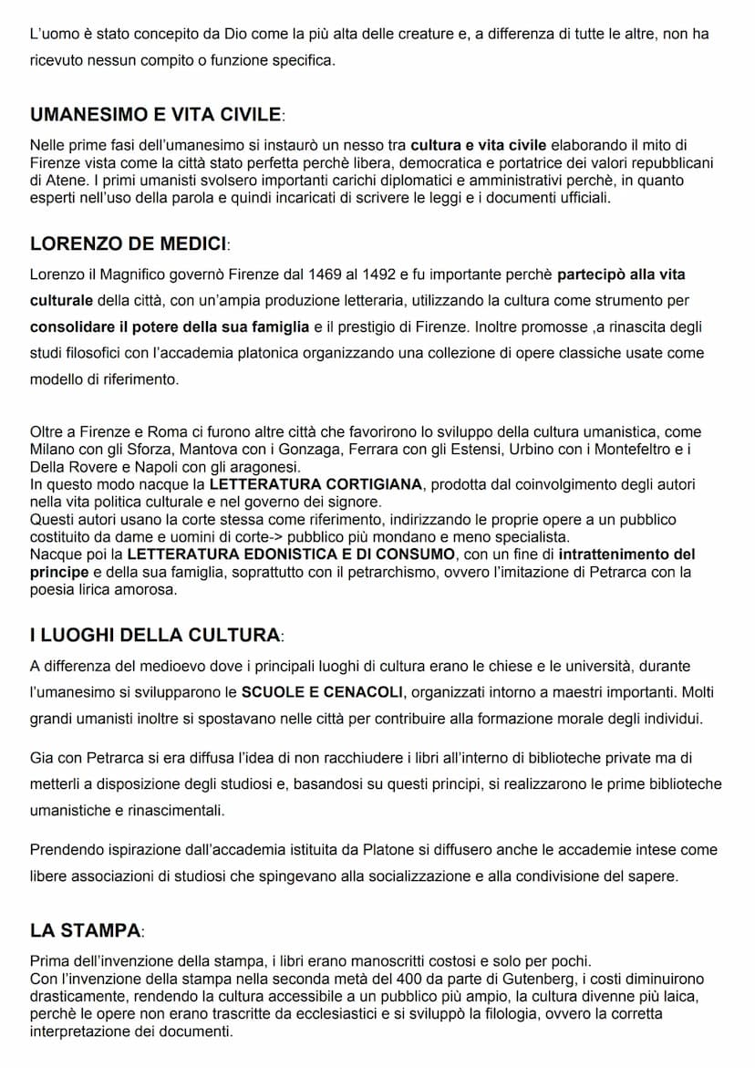 L'UMANESIMO
Il termine umanesimo deriva dal sostantivo UMANISTA, che indica lo studente di materie letterarie
che hanno come scopo l'educazi