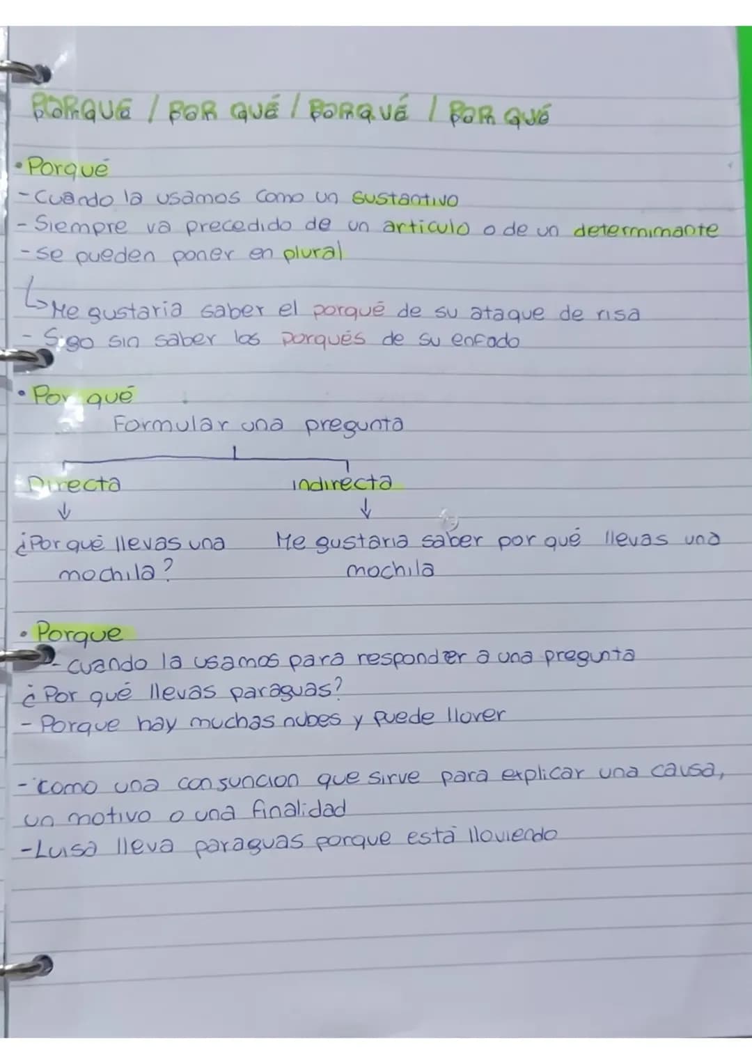 PORQUE / BOR QUÉ / PORQUÉ / POR QUE
• Porqué
-Cuando la usamos Como un Sustantivo
- Siempre va precedido de un articulo o de un determimante