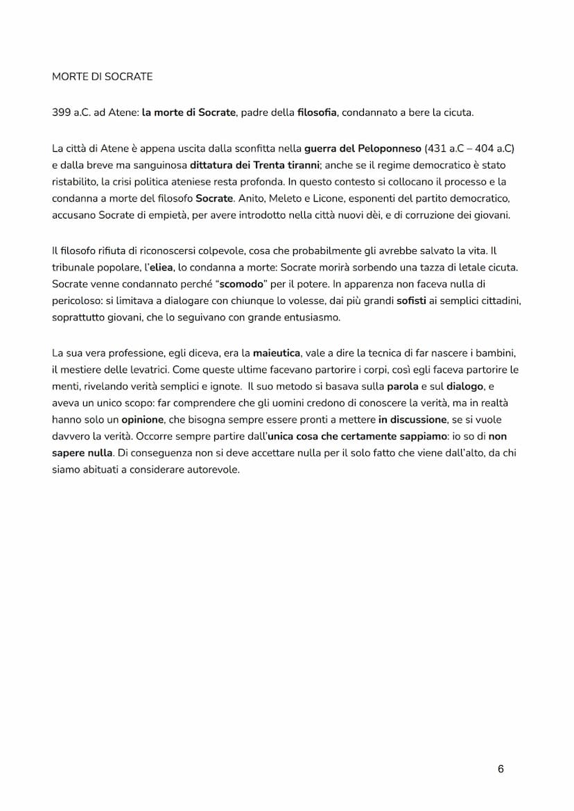 SOCRATE
Socrate nacque ad Atene nel 470-469 a.C. Il padre Sofronisco era uno scultore, mentre la madre
Fenarete, era una levatrice. Compì ad