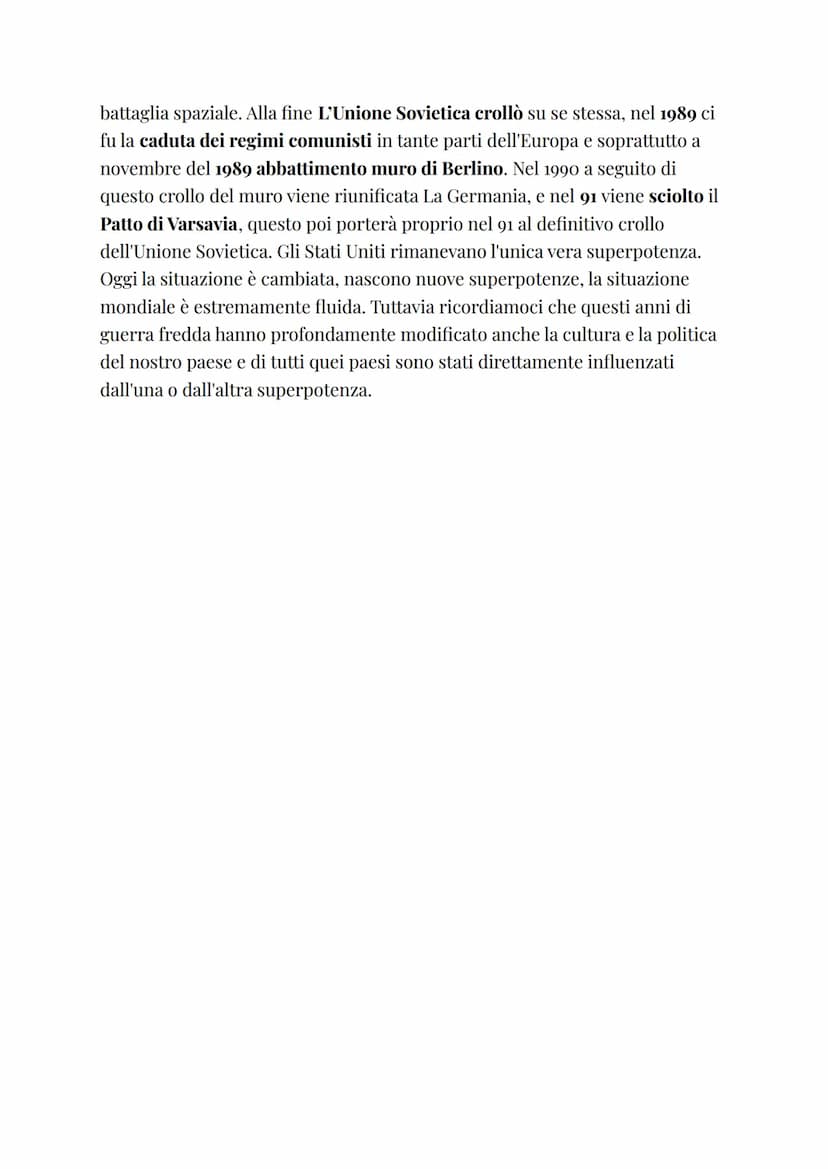 LA GUERRA FREDDA
Con il termine guerra fredda si intende un conflitto che in realtà non è stato
combattuto, tra Stati Uniti e Unione Sovieti