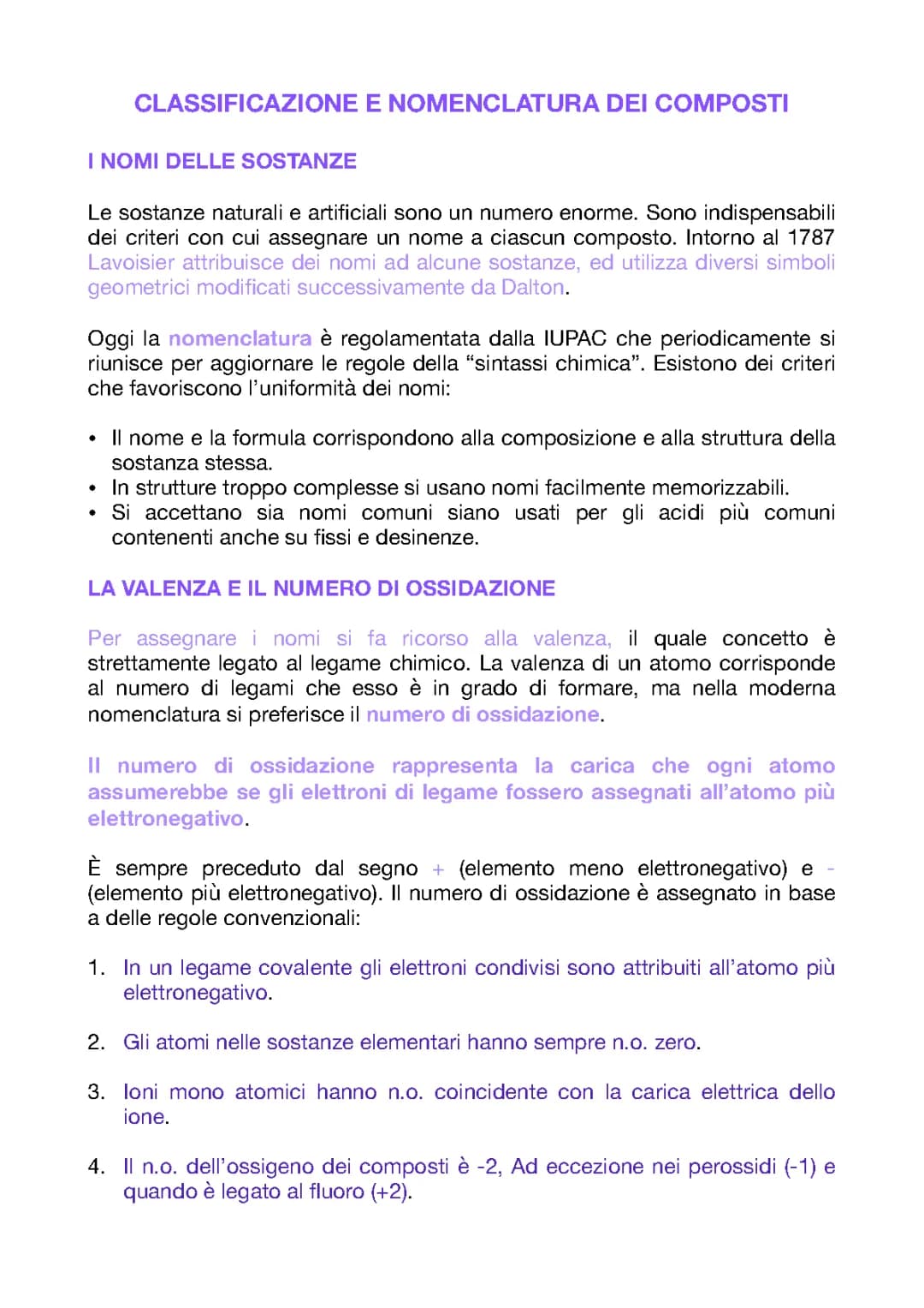 Classificazione e nomenclatura dei composti