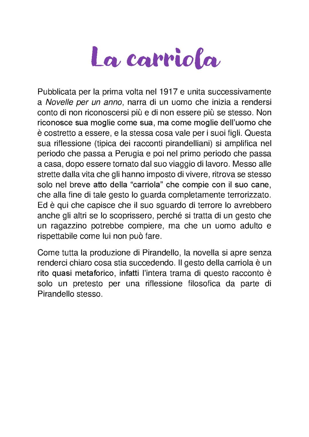 La Carriola - Novelle di Pirandello: Riassunto e PDF