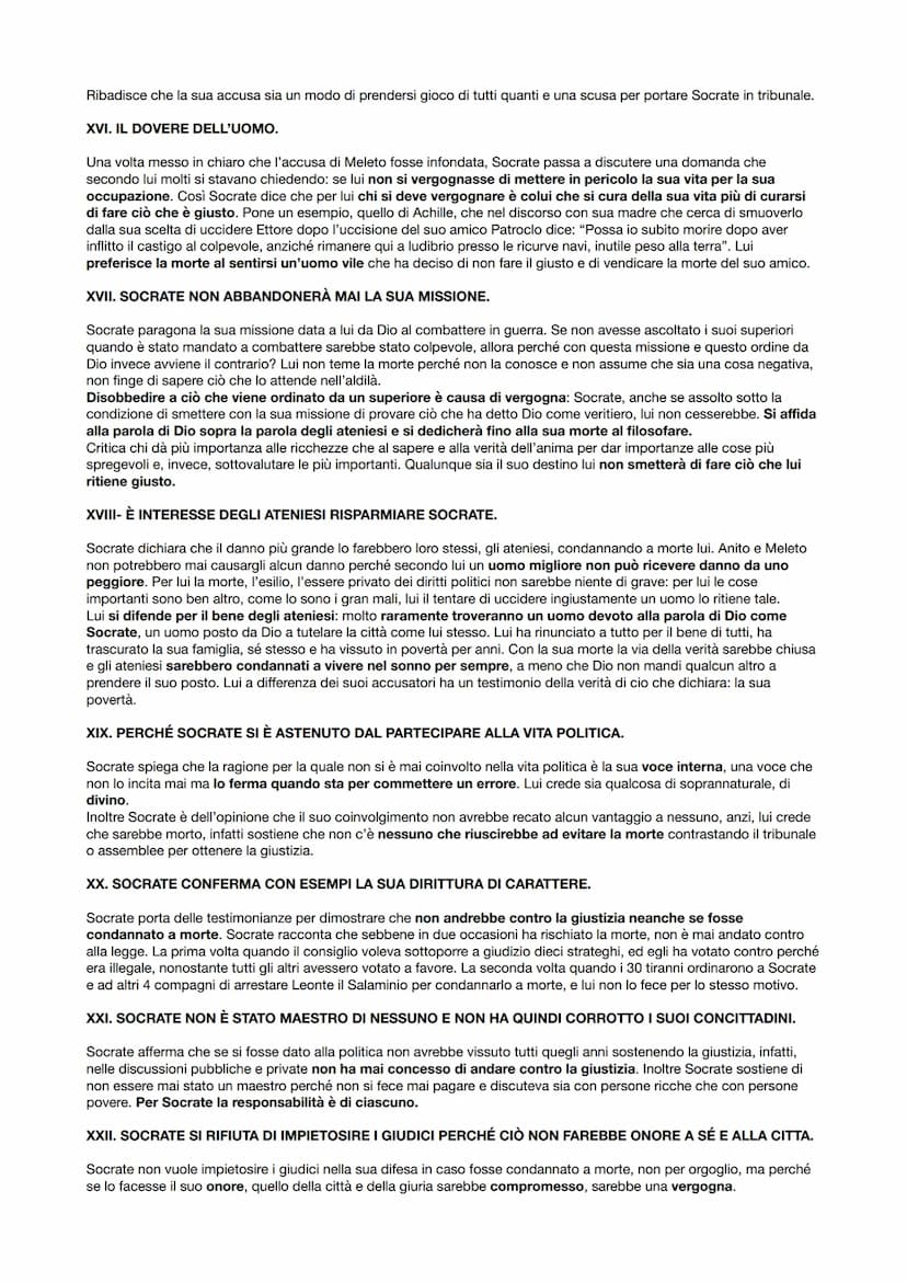 APOLOGIA DI SOCRATE
PLATONE
Apologia: discorso in propria difesa che l'accusato pronuncia personalmente.
È scritta da Platone perché Socrate