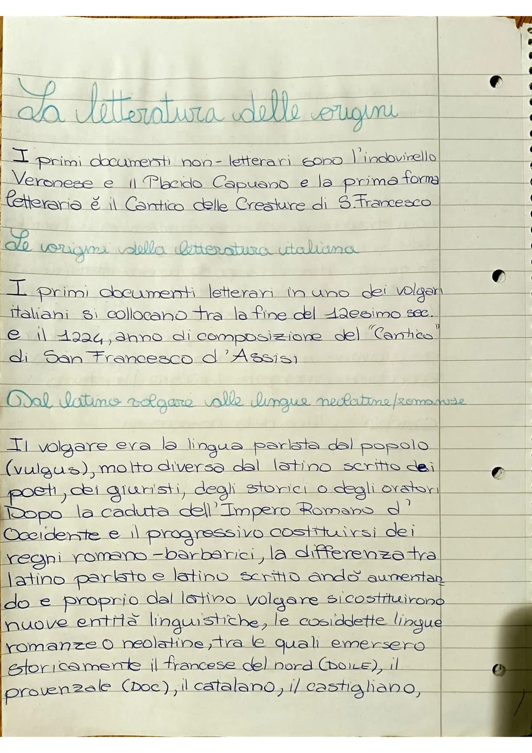 La letteratura delle origini
l'indovinello
I primi documenti non-letterari sono
Veronese
il Placido Capuano e la prima forma
letteraria e il