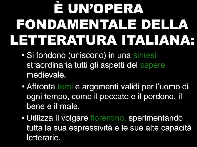 LA DIVINA COMMEDIA
Prof.ssa Bosisio È UN'OPERA
FONDAMENTALE DELLA
LETTERATURA ITALIANA:
●
• Si fondono (uniscono) in una sintesi
straordinar