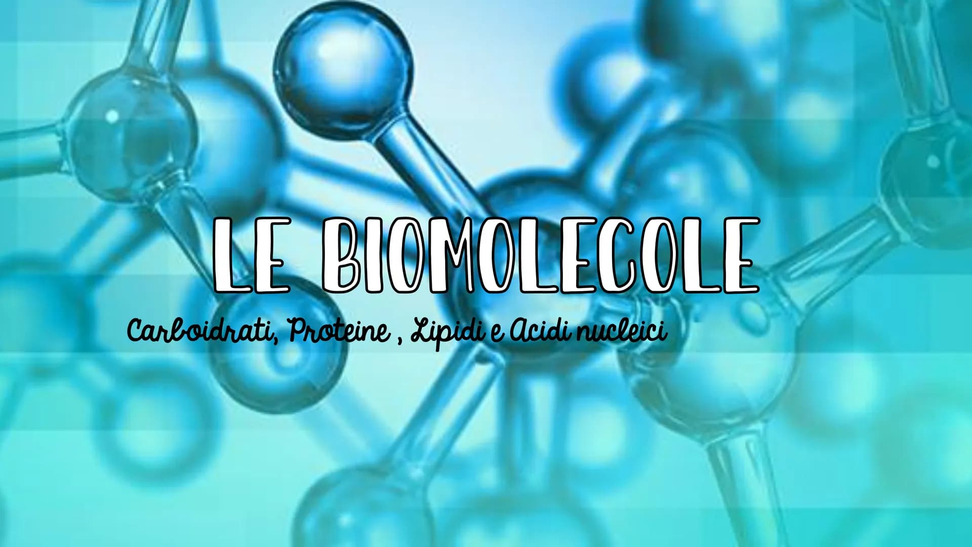 LE BIOMOLECOLE
Carboidrati, Proteine, Lipidi e acidi nucleici LE BIOMOLECOLE
sono molecole che svolgono un ruolo nei sistemi
biologici
CARAT