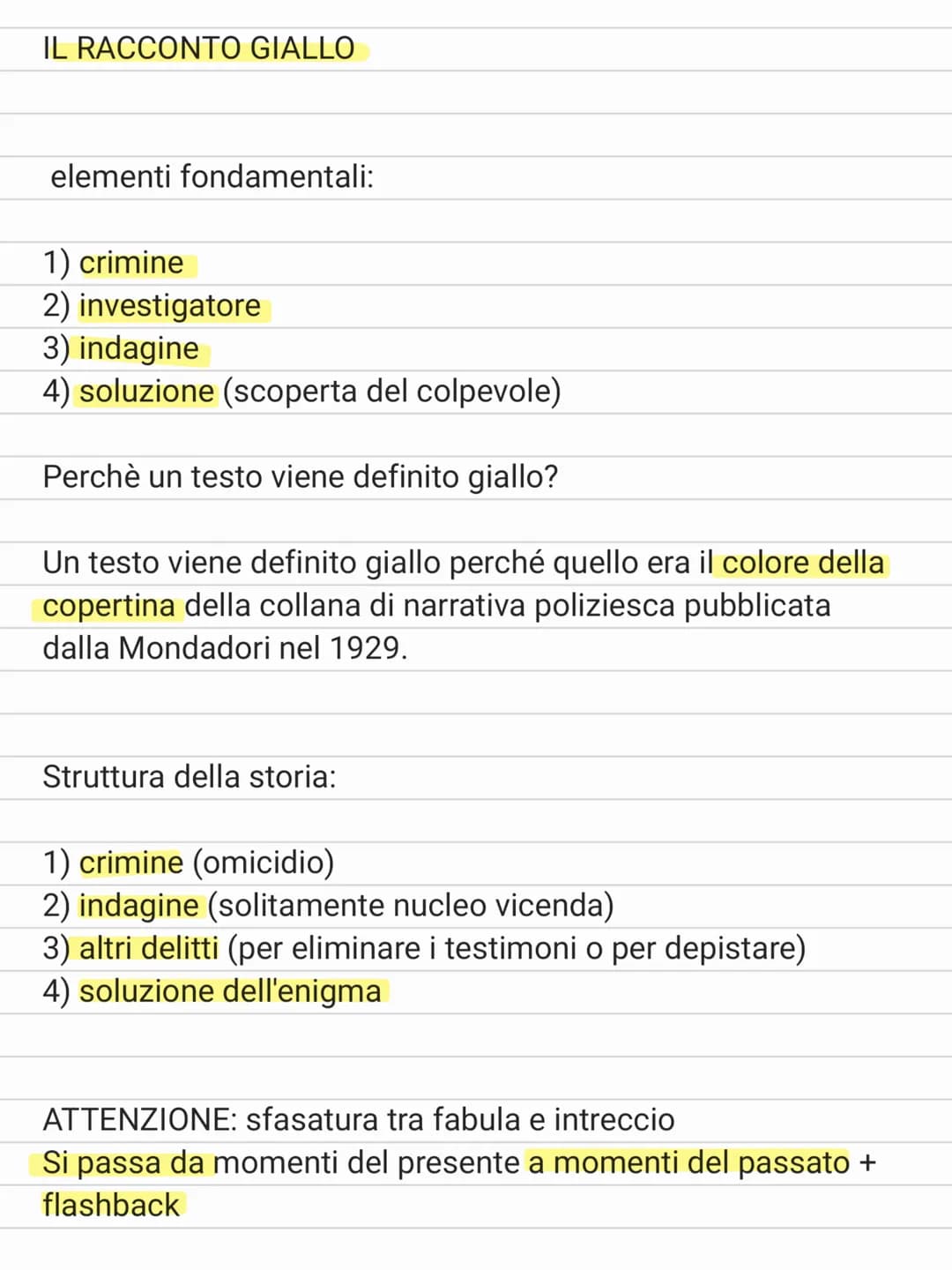 IL RACCONTO GIALLO
elementi fondamentali:
1) crimine
2) investigatore
3) indagine
4) soluzione (scoperta del colpevole)
Perchè un testo vien