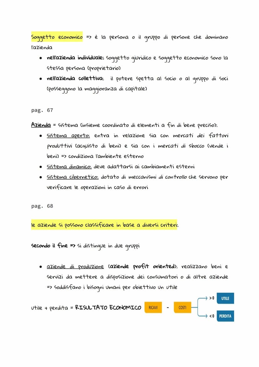 pag. 66
ECONOMIA
AZIENDA=> organizzazione di persone e di beni economici che ha come
obiettivo soddisfare i bisogni umani.
azienda = famigli