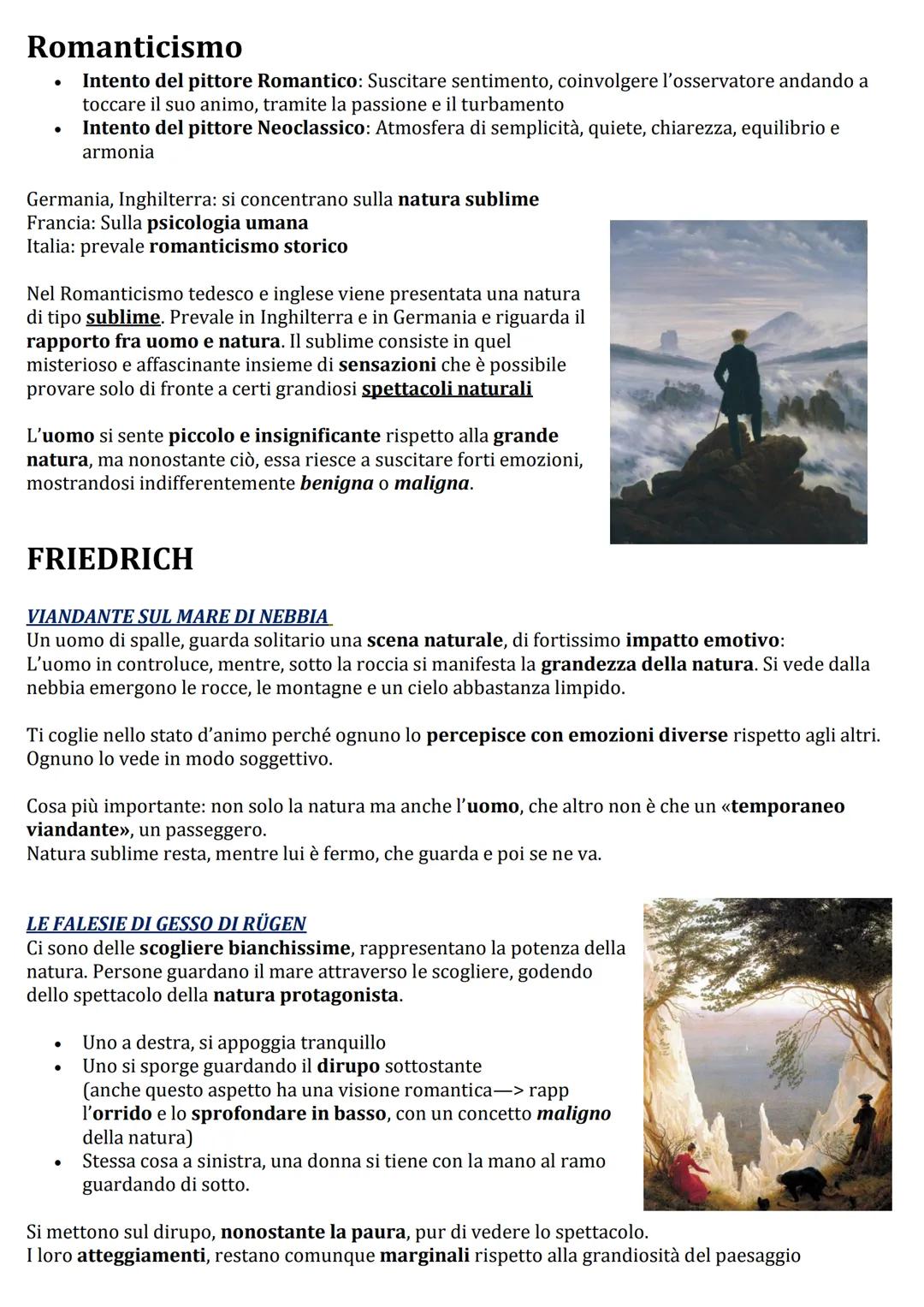 # Romanticismo

*   Intento del pittore Romantico: Suscitare sentimento, coinvolgere l'osservatore andando a
toccare il suo animo, tramite l