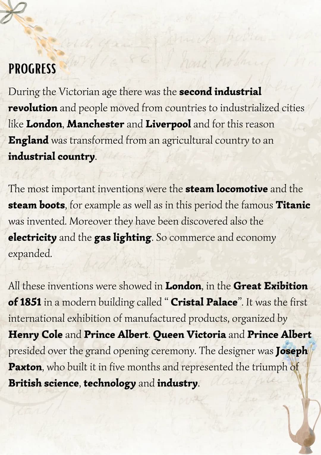 The Victorian Age
The Victorian Age lasts 64 years (from 1837 to 1901) and was an
age of great changes and transformation thanks to the indu
