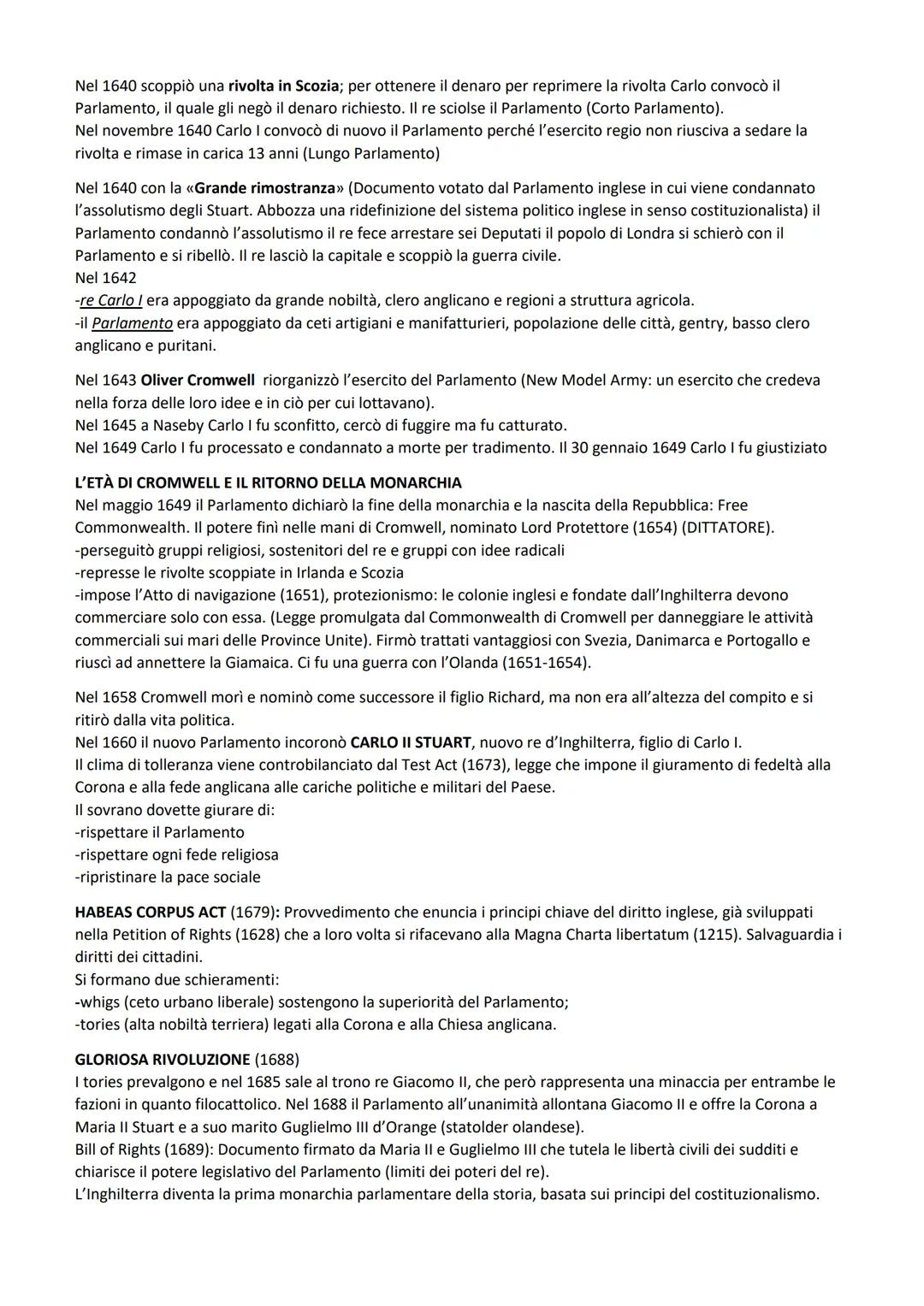 LA RIVOLUZIONE INGLESE
Il Seicento è un secolo di grandi cambiamenti per l'Inghilterra. Le due rivoluzioni inglesi comportano il
passaggio d