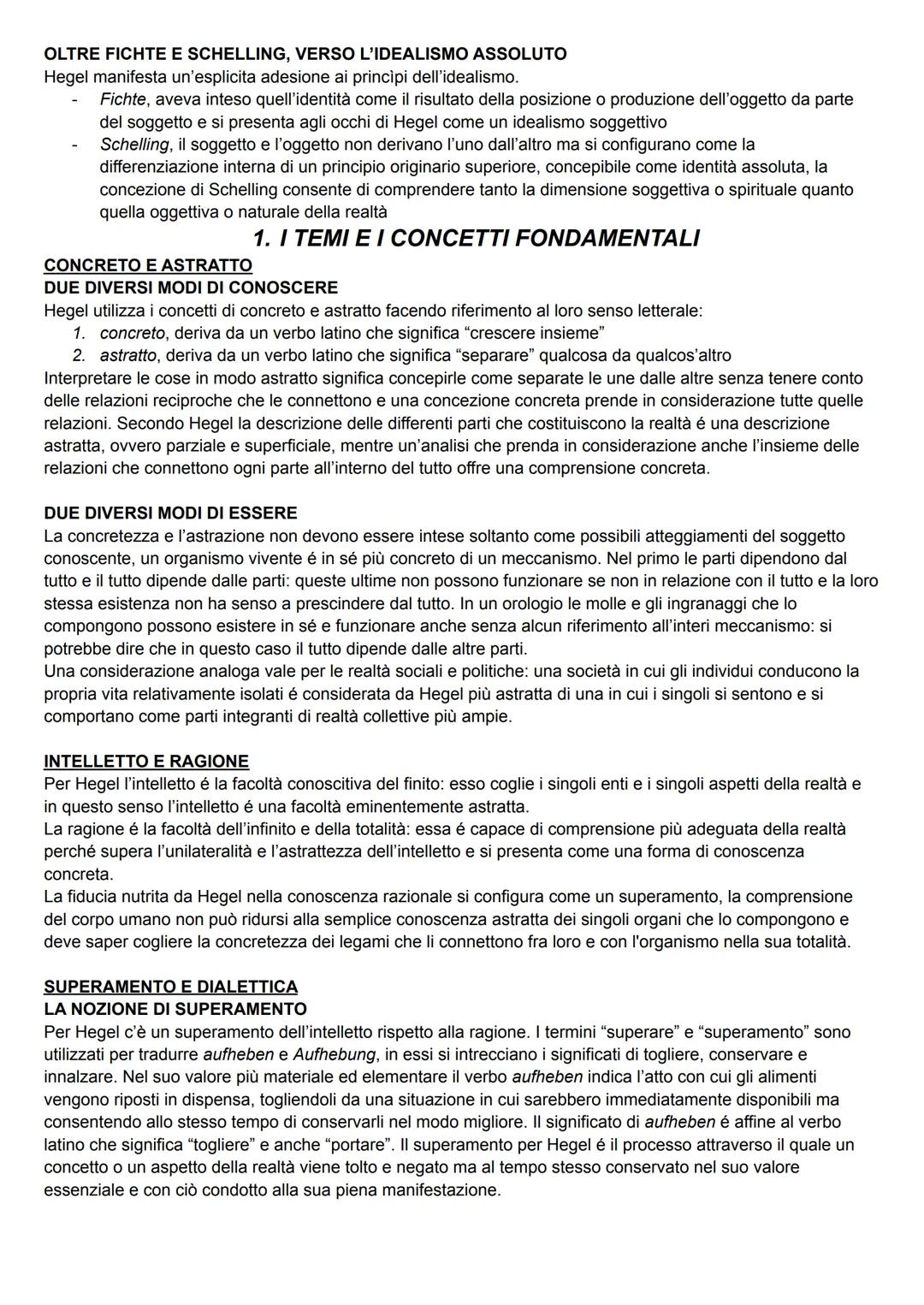 OLTRE FICHTE E SCHELLING, VERSO L'IDEALISMO ASSOLUTO
Hegel manifesta un'esplicita adesione ai principi dell'idealismo.
Fichte, aveva inteso 