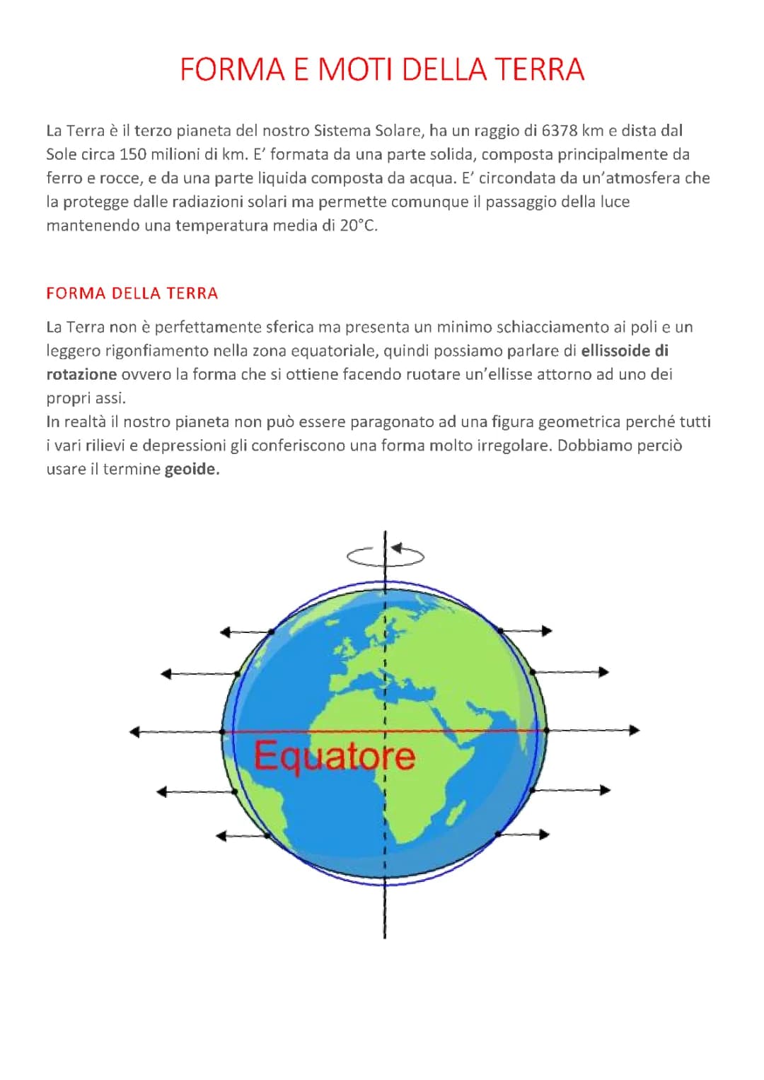 Forma e moti della Terra