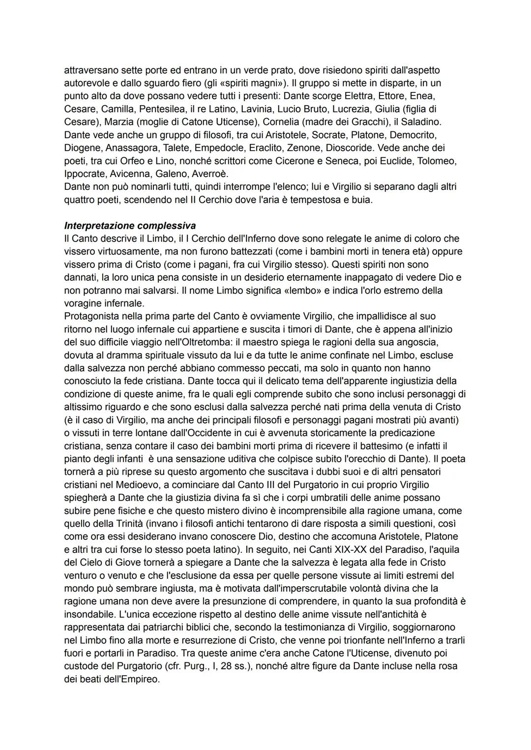 Inferno, Canto IV
Argomento del Canto
Ingresso nel Limbo. Descrizione delle anime e salvezza dei patriarchi biblici. Incontro con
Omero, Ora