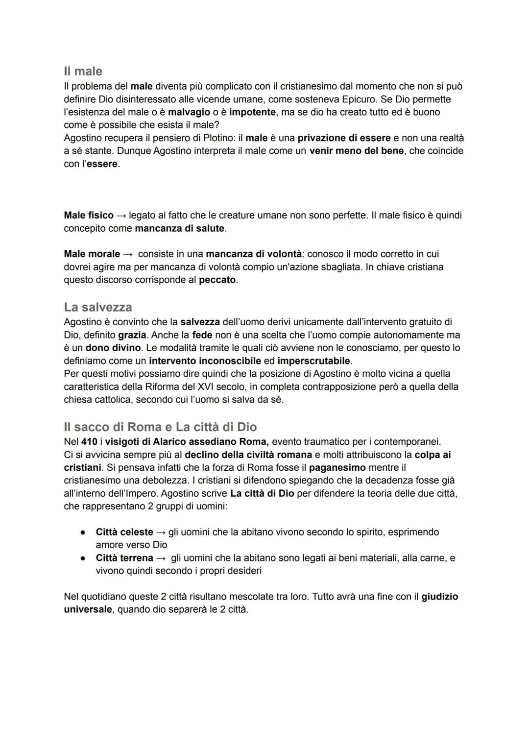 Sant'Agostino
Maggior esponente della patristica, corrente filosofica dell'Alto Medioevo che prende il
nome dai padri della Chiesa ovvero co
