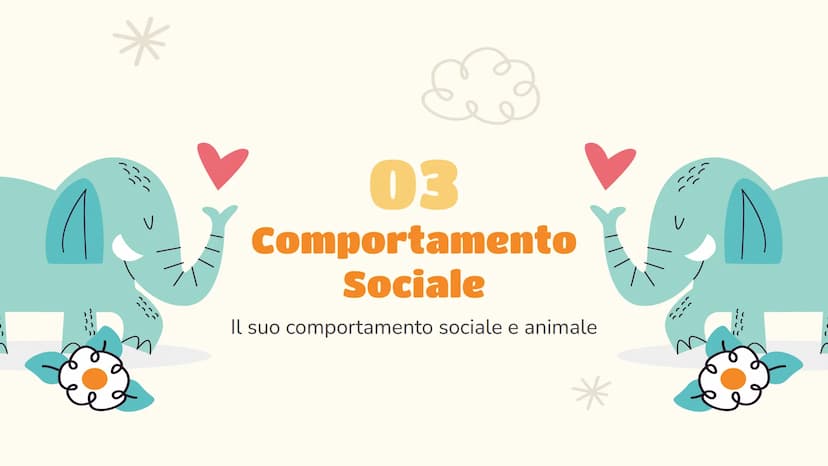 Scienze
L'elefante
Luce Joan Ruffato 2ªE Indice
01
Descrizione
Le nozioni essenziali
03
Comportamento
Il suo comportamento
sociale e animale