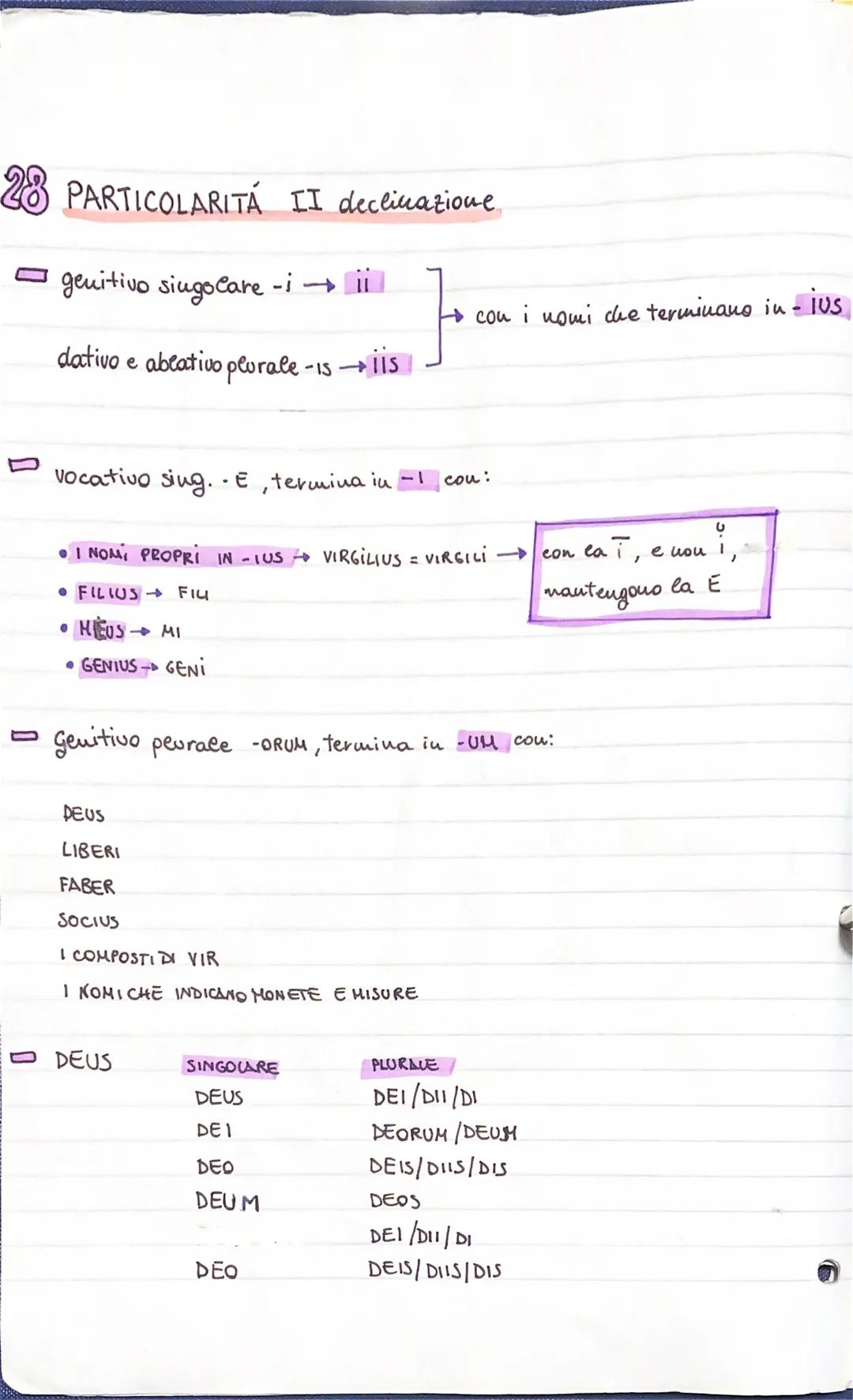 # la II DECLINAZIONE

geu. sing. -i

alla II declinazione appartengono diversi nomi MASCHILI -US/-ER)

3 I SOSTANTIVI MASCHILI E FEMMINILI I