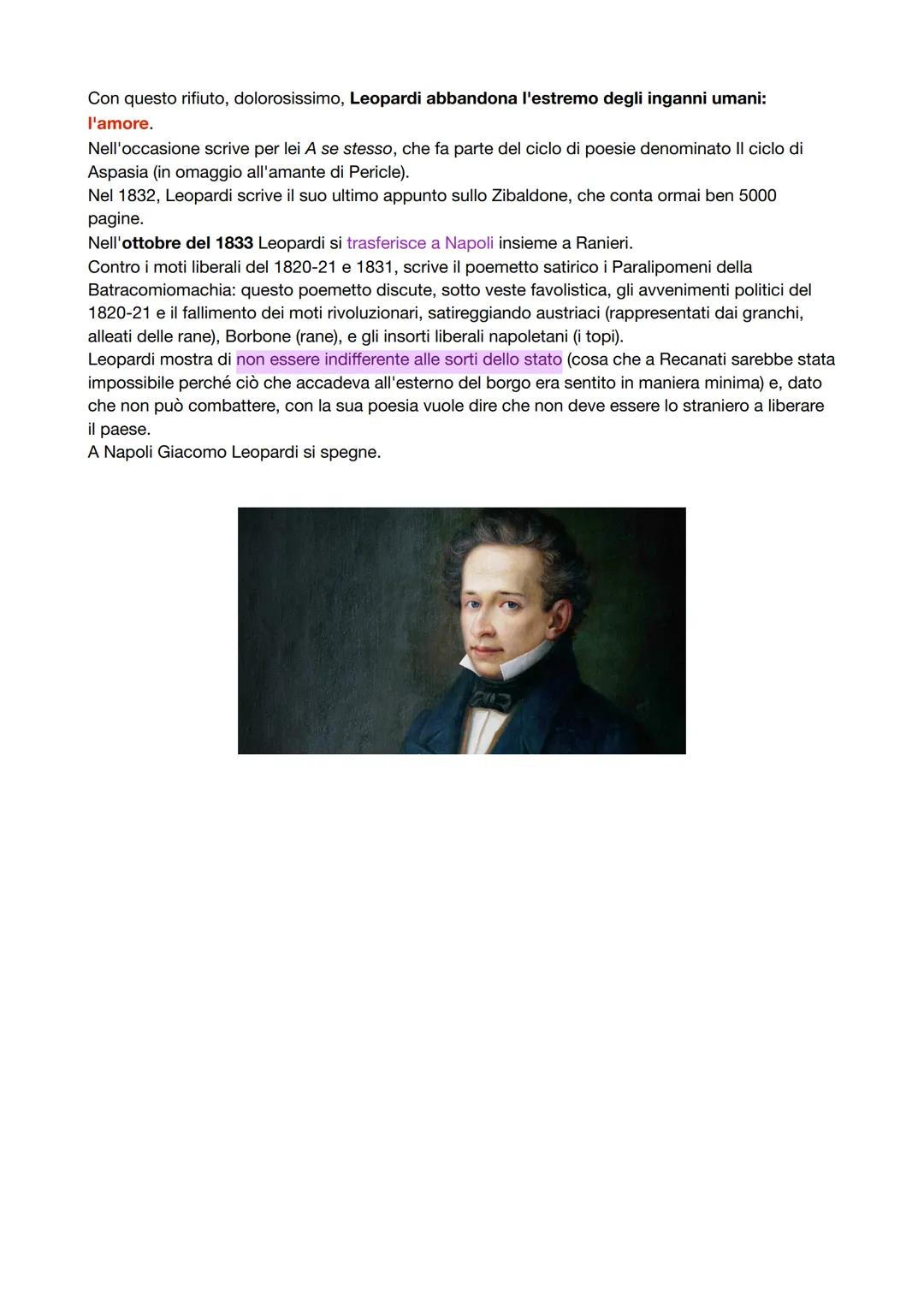 LEOPARDI
Giacomo Leopardi nasce a Recanati, nello Stato Pontificio (oggi nelle Marche), nel 1798 da una
famiglia nobile, ma in decadenza.
Ap