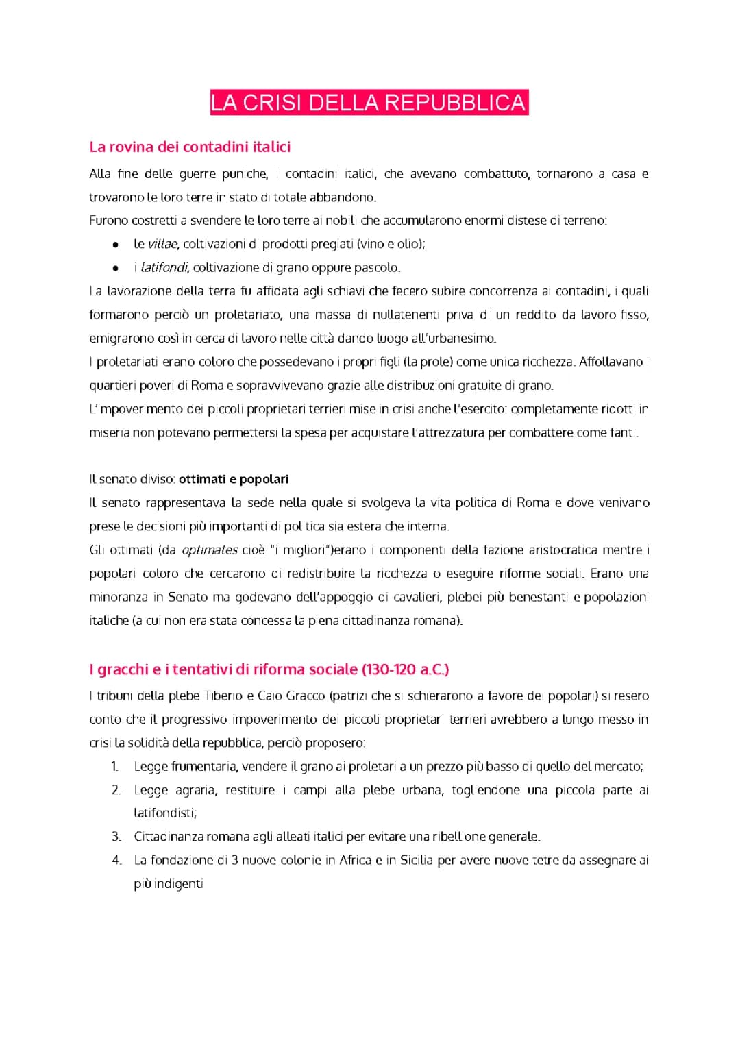 La crisi della Repubblica Romana
