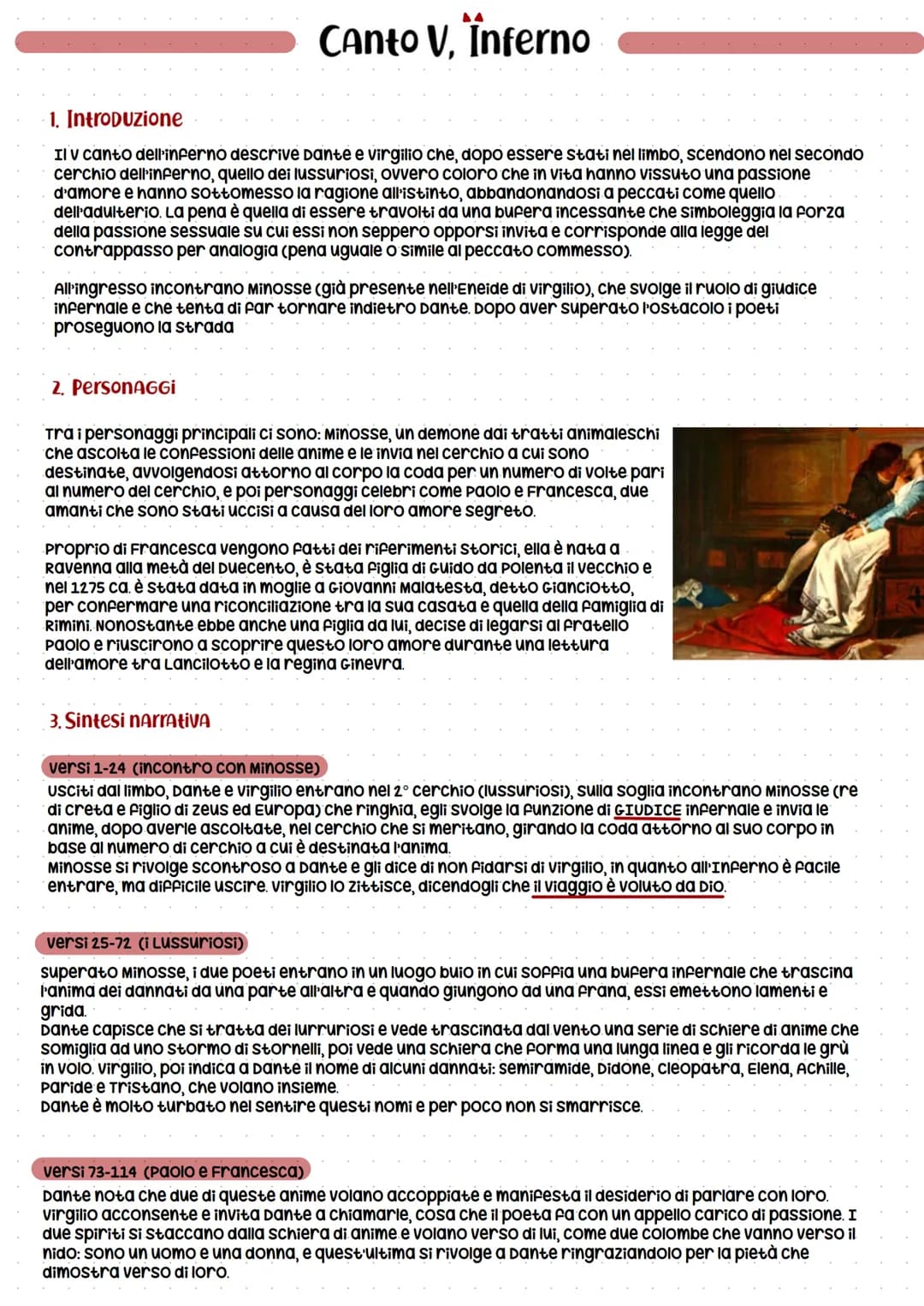 1. Introduzione
Il v canto dell'inferno descrive Dante e virgilio che, dopo essere stati nel limbo, scendono nel secondo
cerchio dell'infern