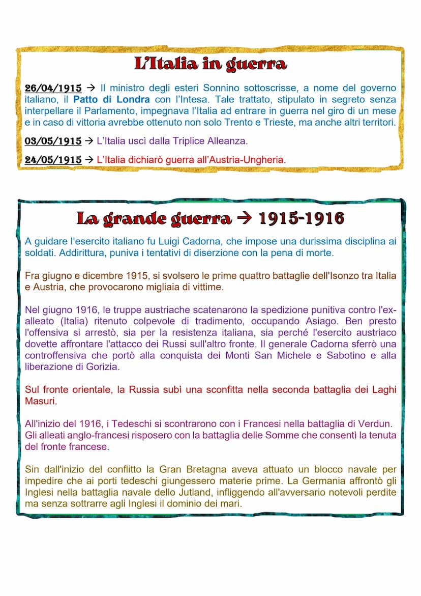 
<p>La prima guerra mondiale è stata un conflitto globale che coinvolse molte nazioni dal 1914 al 1918. Le cause del conflitto possono esser