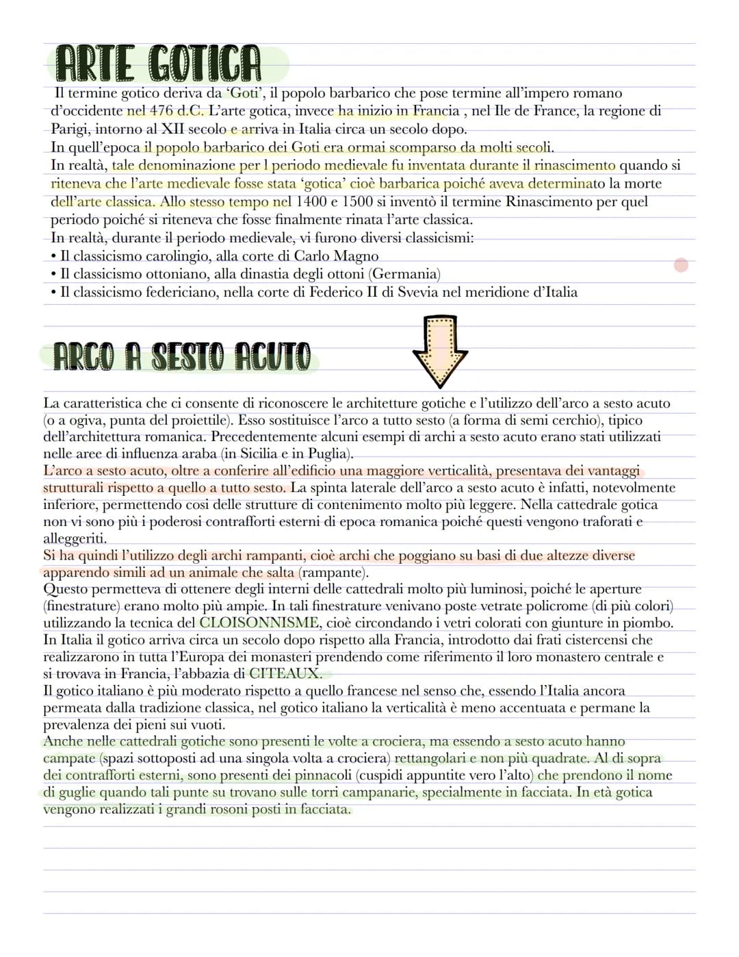 ARTE GOTICA
Il termine gotico deriva da 'Goti', il popolo barbarico che pose termine all'i
l'impero romano
d'occidente nel 476 d.C. L'arte g