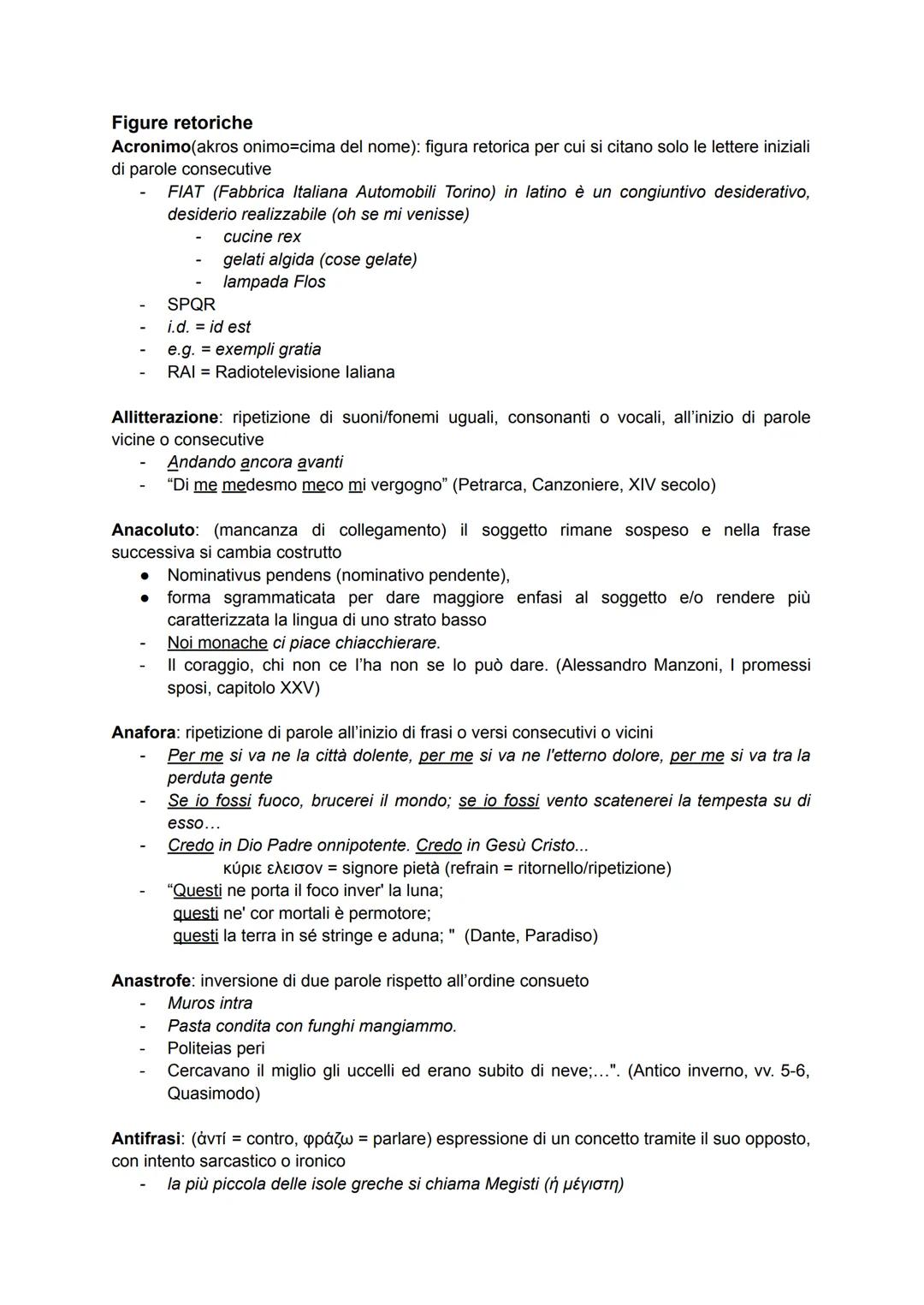 Figure Retoriche: Elenco, Esempi e Significato in PDF