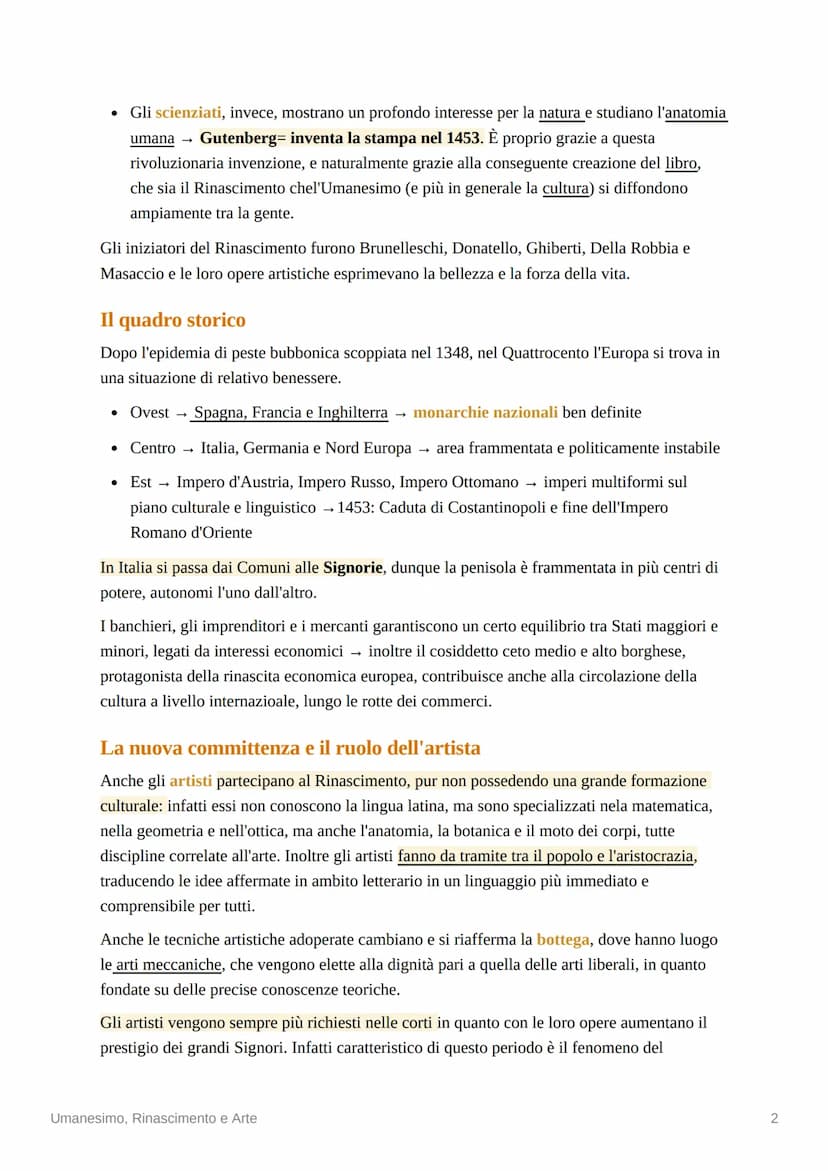 
<p>Il Rinascimento è un movimento culturale (sia artistico che intellettuale) che fiorisce tra il 1350 e il 1500. Questo periodo storico na