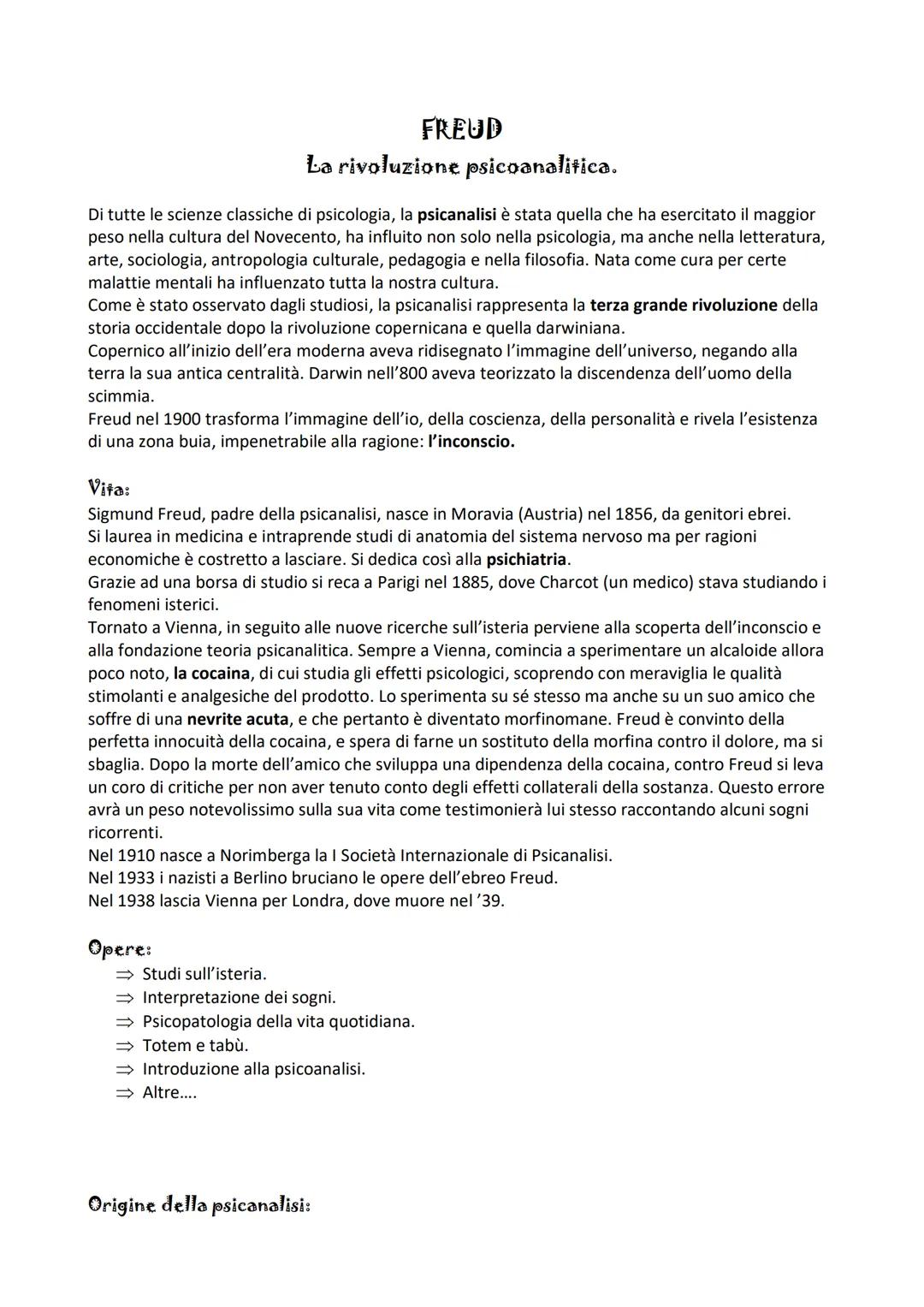 # FREUD

La rivoluzione psicoanalitica.

Di tutte le scienze classiche di psicologia, la psicanalisi è stata quella che ha esercitato il mag