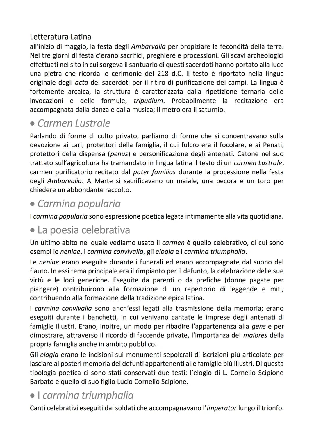 Le origini della letteratura latina riassunto e mappa concettuale - Letteratura latina autori e storia
