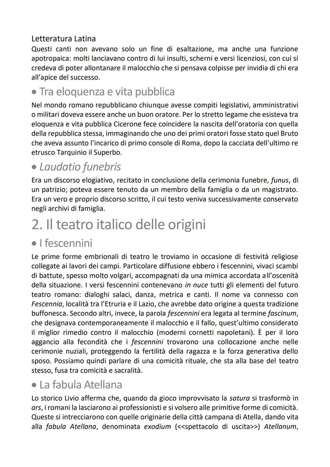 Le origini della letteratura latina riassunto e mappa concettuale - Letteratura latina autori e storia