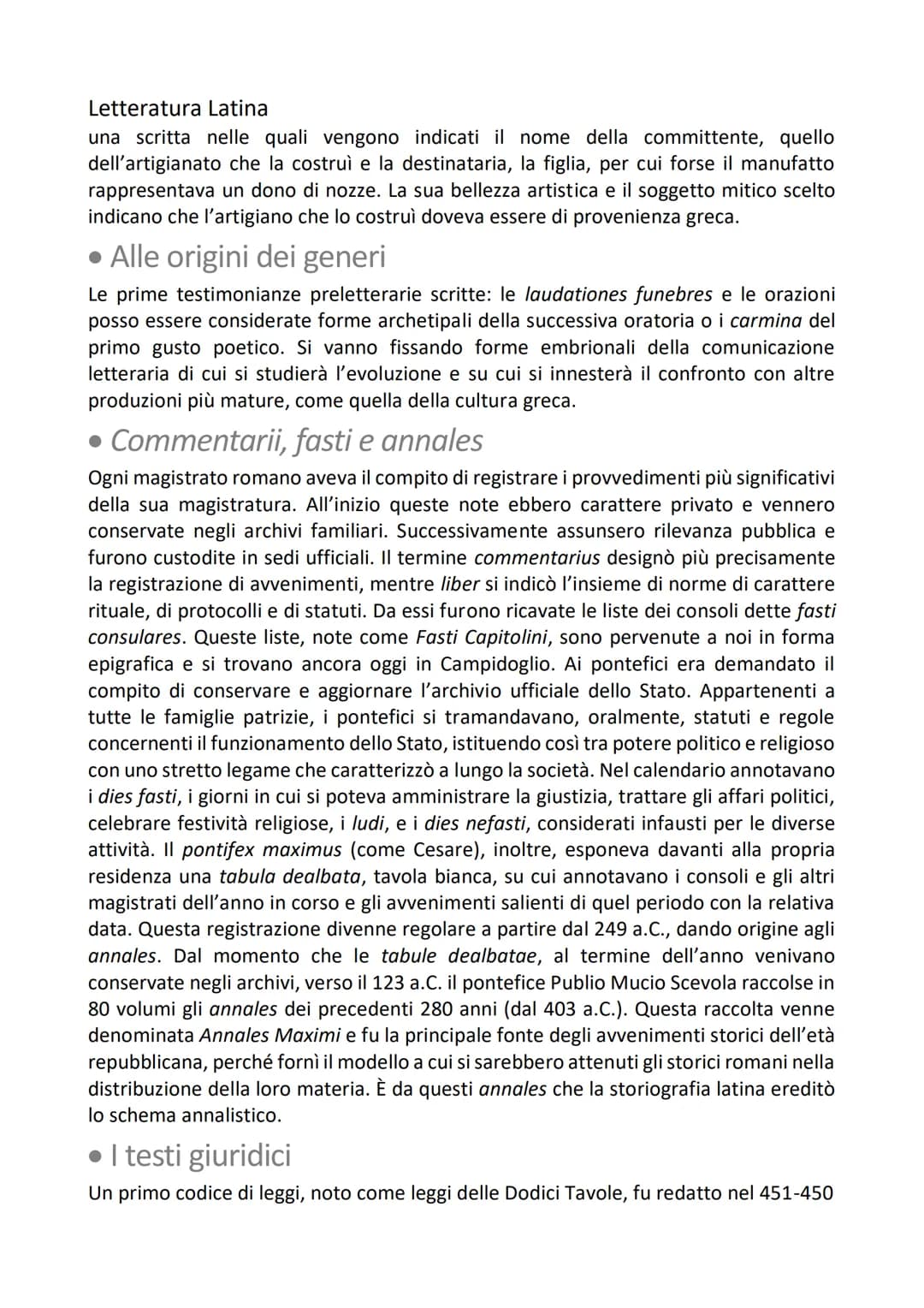 Le origini della letteratura latina riassunto e mappa concettuale - Letteratura latina autori e storia