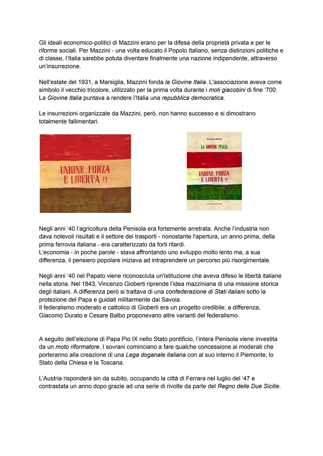IL RISORGIMENTO ITALIANO
In tutta Europa, la prima metà dell'800 è stata caratterizzata da moti patriottici e rivoluzionari,
che hanno dato 