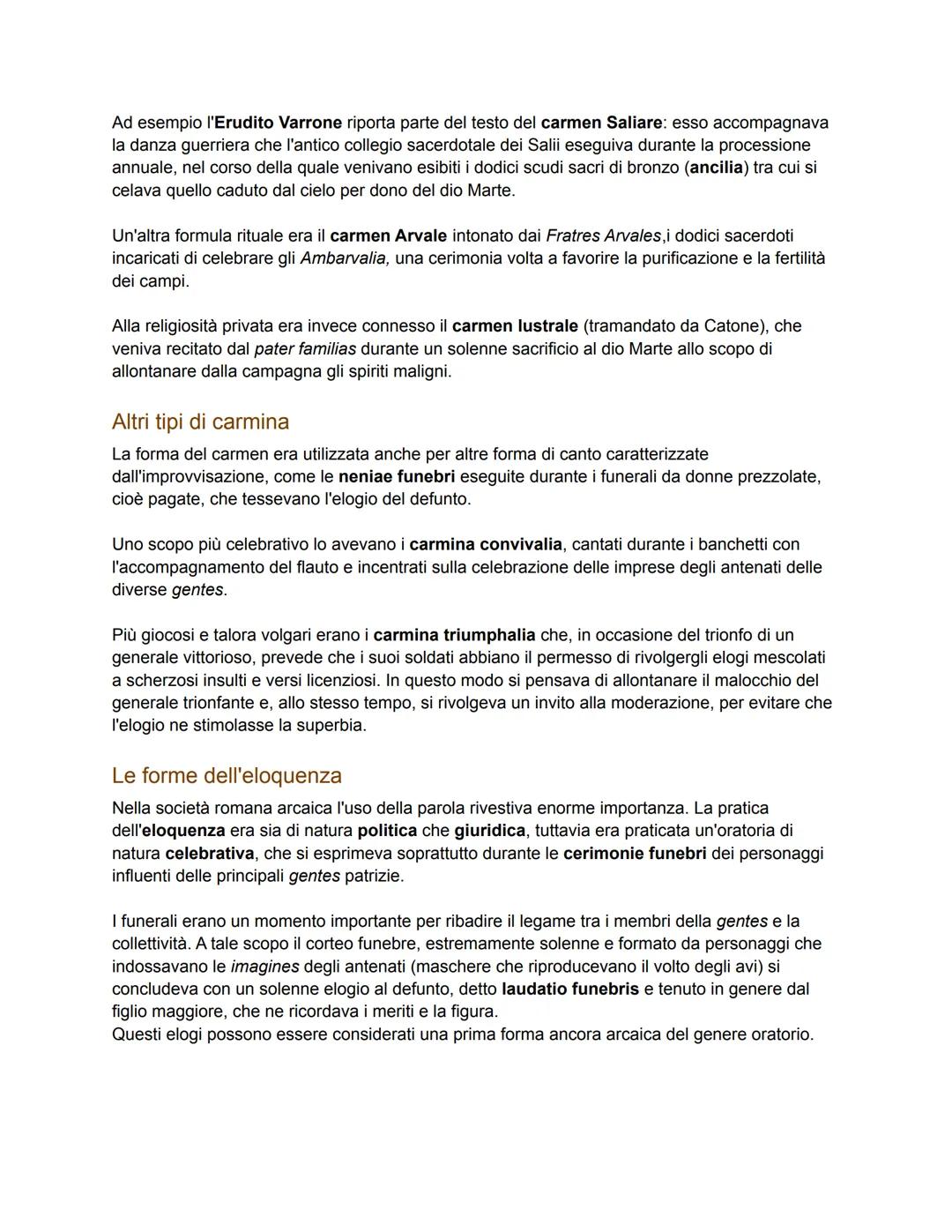 DALL'ORALITÀ ALLA SCRITTURA
Le forme orali preletterarie
Una cultura orale
Tra I'VIII e il III secolo a. C. La civiltà latina ebbe un caratt