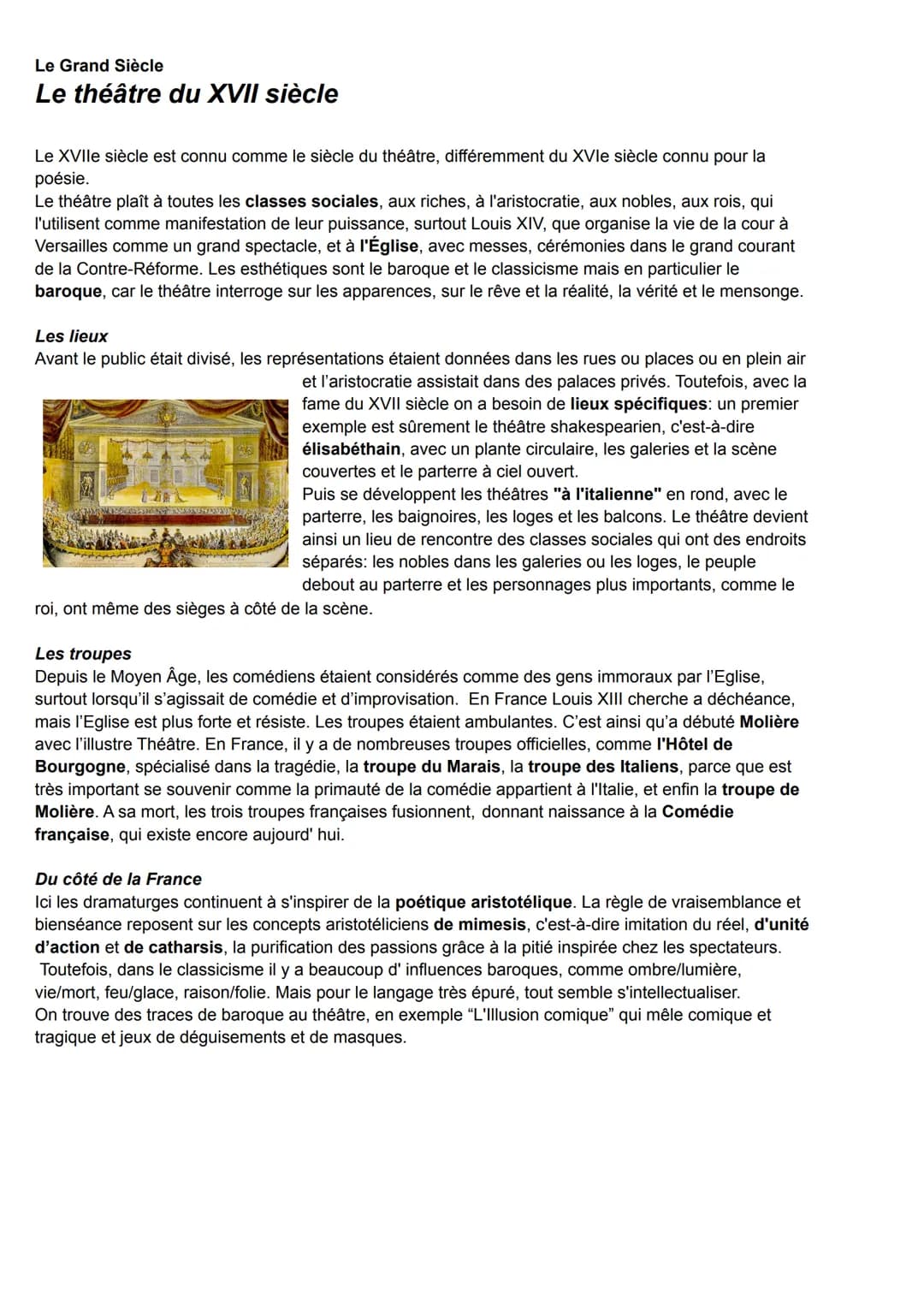 Le Grand Siècle
Le théâtre du XVII siècle
Le XVIIe siècle est connu comme le siècle du théâtre, différemment du XVIe siècle connu pour la
po