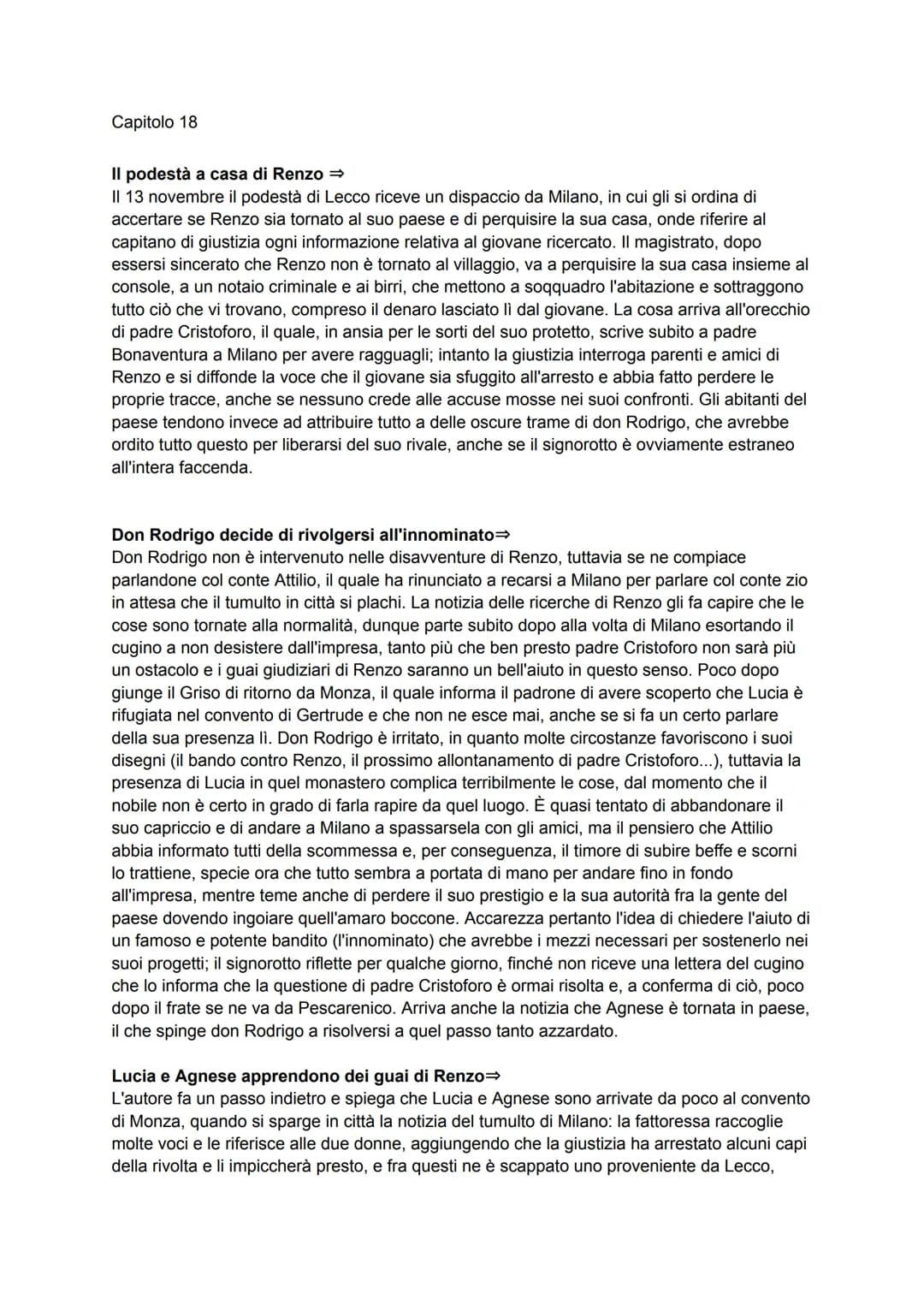 Capitolo 18
Il podestà a casa di Renzo ⇒
Il 13 novembre il podestà di Lecco riceve un dispaccio da Milano, in cui gli si ordina di
accertare