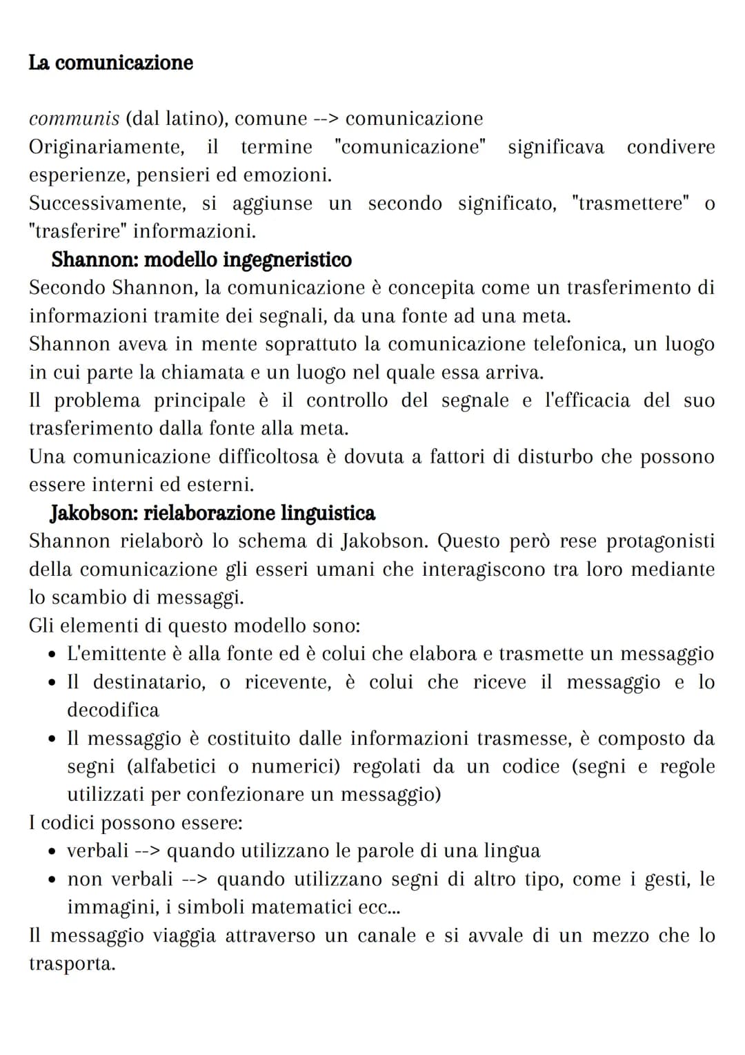 La comunicazione
communis (dal latino), comune --> comunicazione
Originariamente, il termine "comunicazione" significava condivere
esperienz