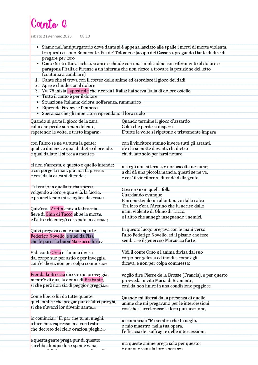 canto 6 purgatorio