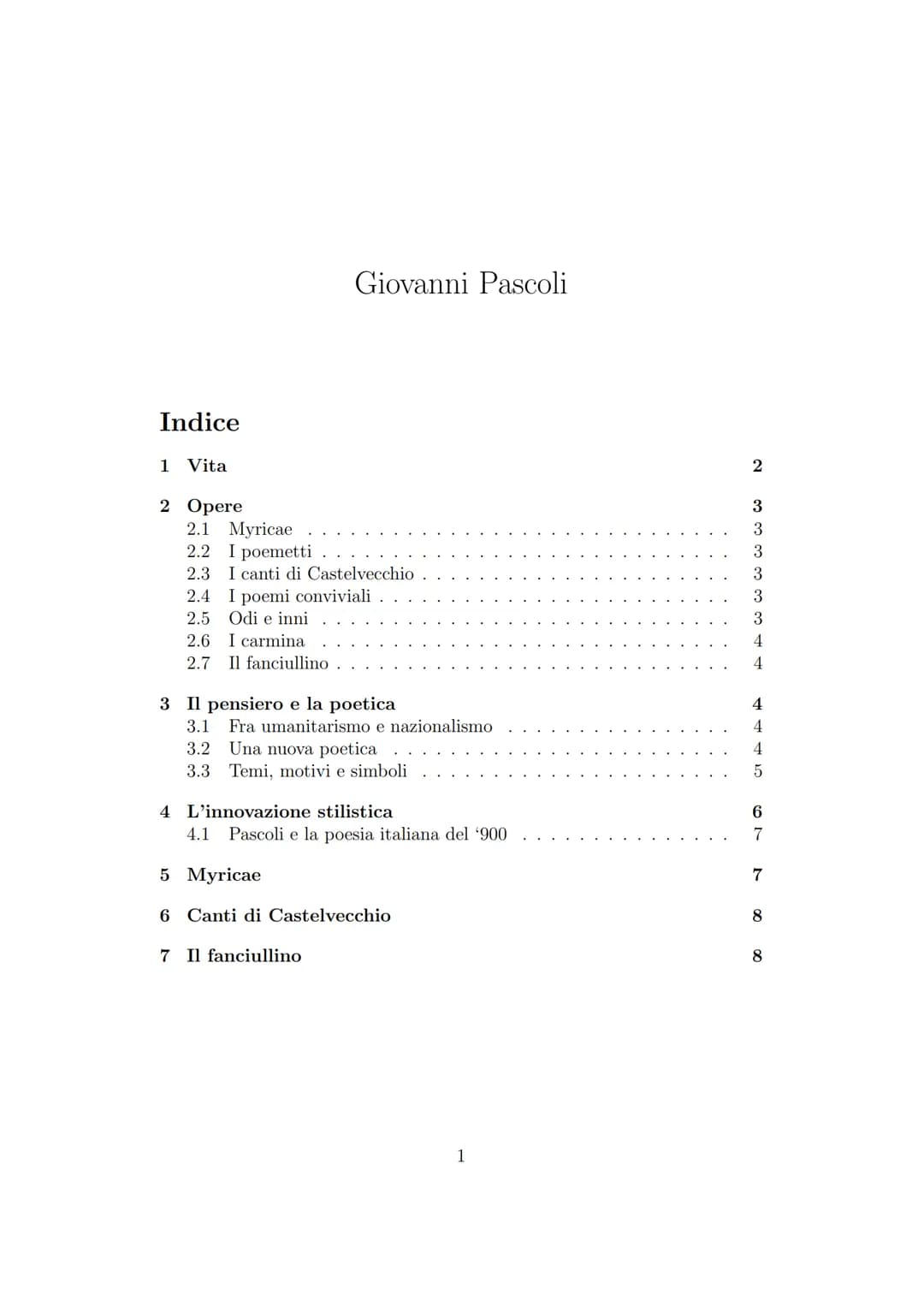 Indice
1 Vita
2 Opere
Giovanni Pascoli
2.1 Myricae
2.2 I poemetti
2.3 I canti di Castelvecchio
2.4 I poemi conviviali
2.5 Odi e inni
2.6 I c