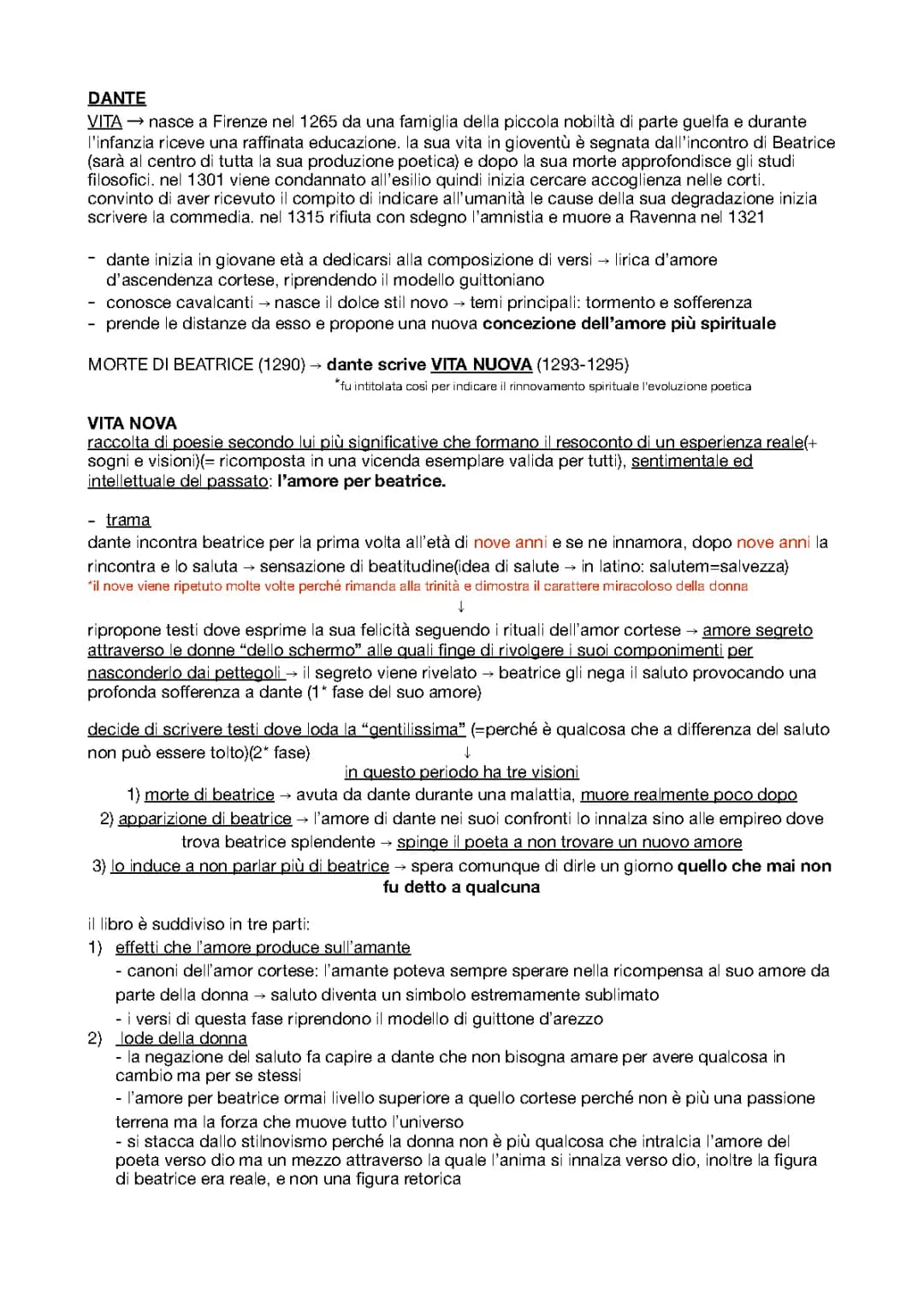 Dante - vita e opere (vita nova, convivio, de monarchia, rime e de vulgari eloquentia)
