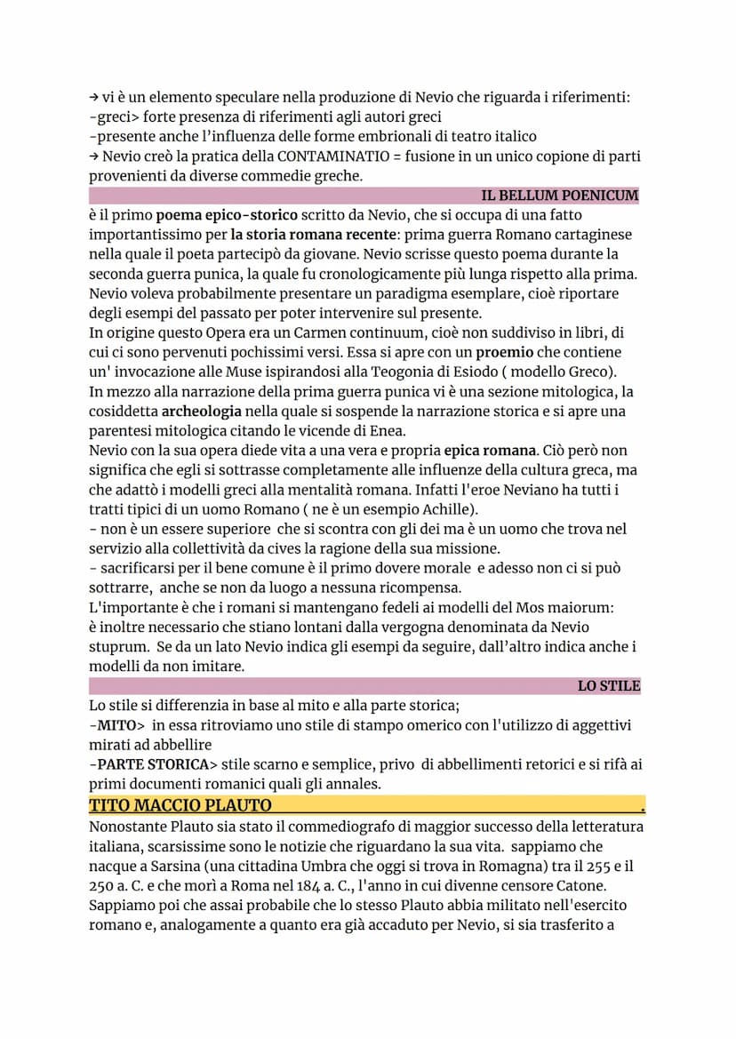 GNEO NEVIO
È il primo autore di origine latina (ciò indica che la letteratura romana sta
maturando). Nacque a Capua intorno al 270 a.C. ed è