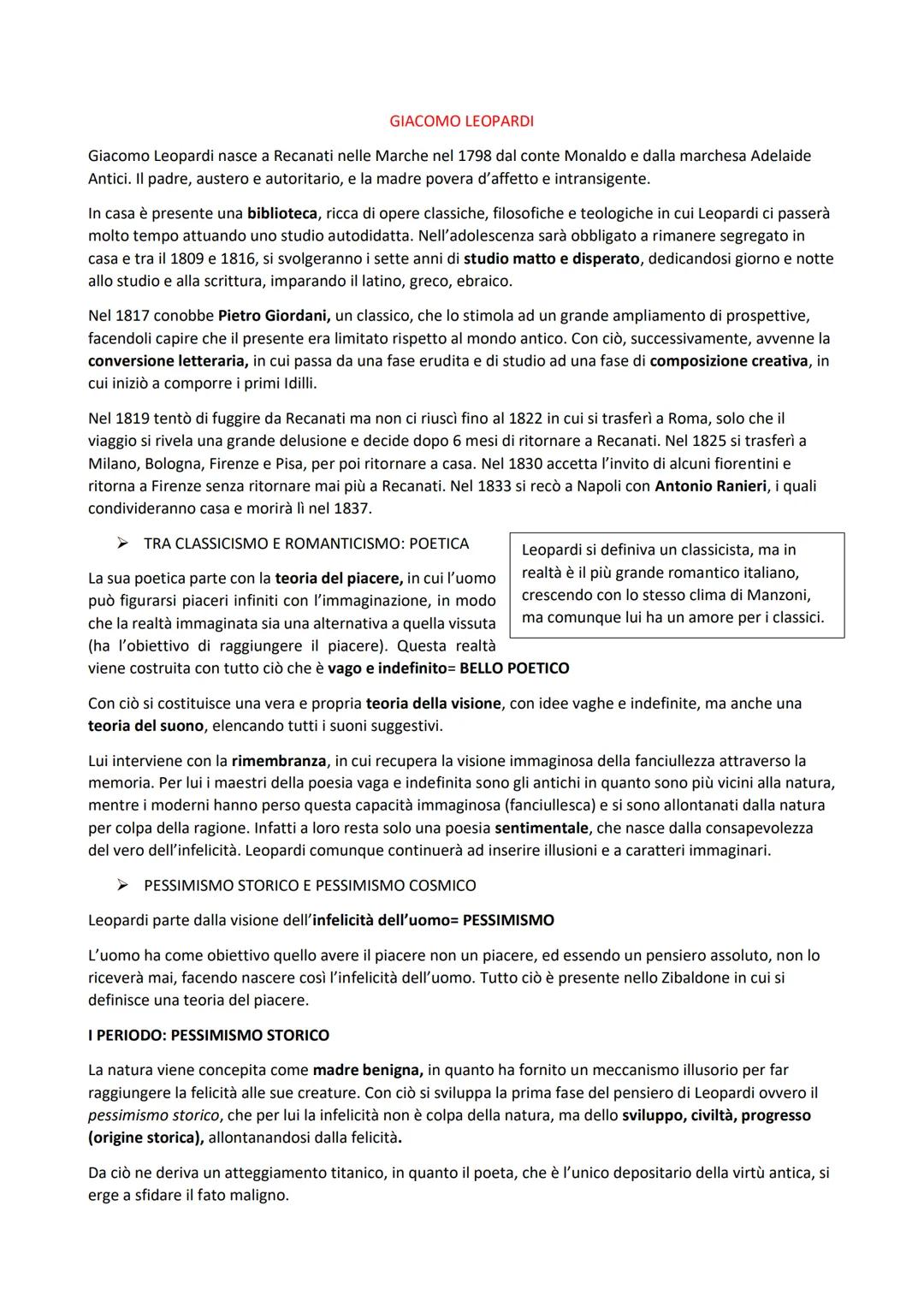 GIACOMO LEOPARDI 