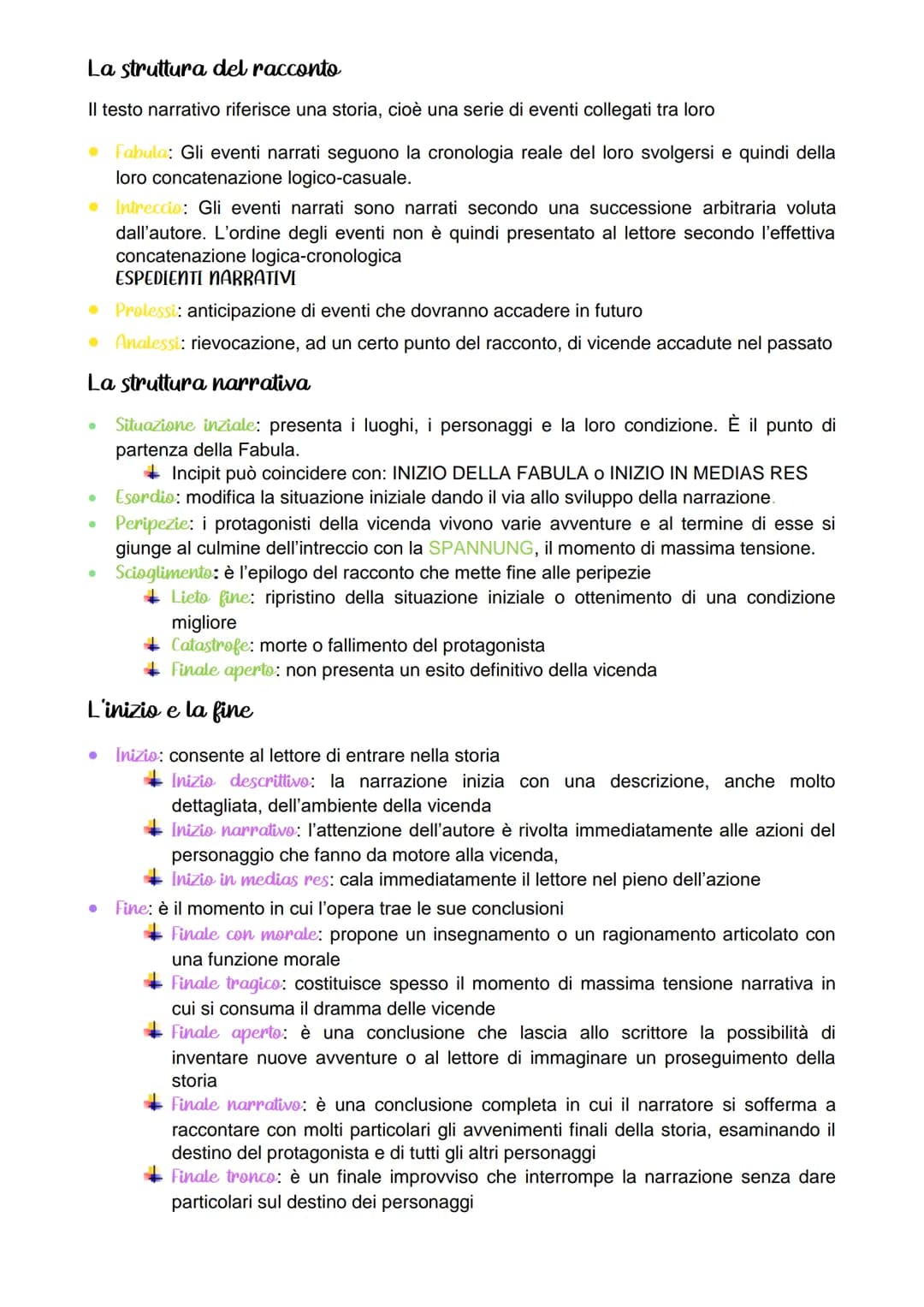 La struttura del racconto
Il testo narrativo riferisce una storia, cioè una serie di eventi collegati tra loro
Fabula: Gli eventi narrati se