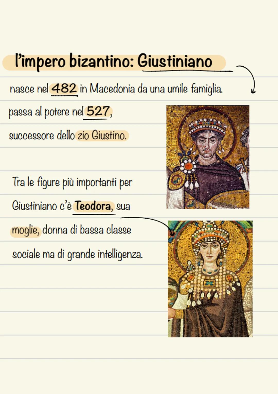 l'impero bizantino: Giustiniano
nasce nel 482 in Macedonia da una umile famiglia.
passa al potere nel 527,
successore dello zio Giustino.
Tr