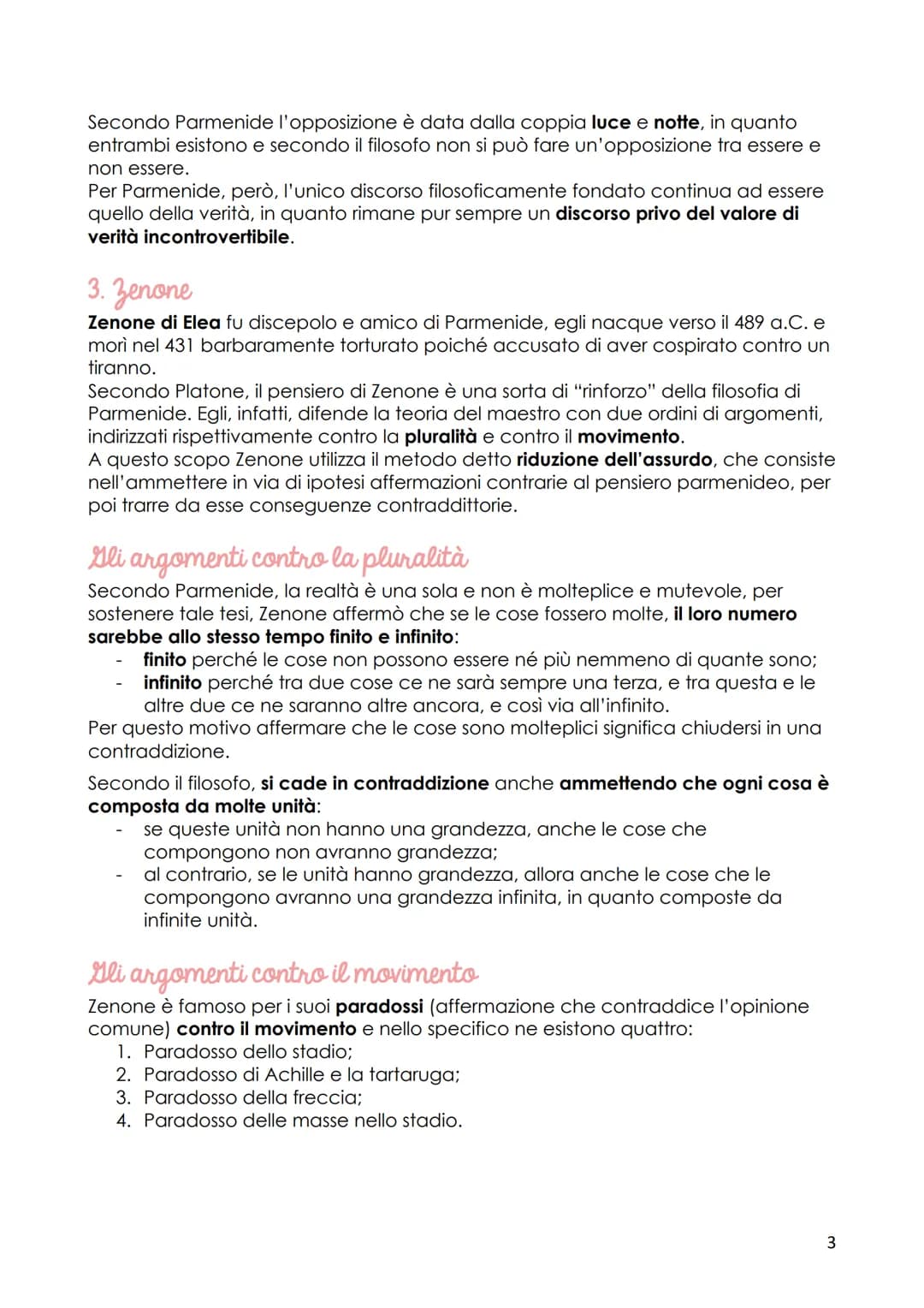 L'indagine sull'essere
1. La filosofia eleatica
L'eleatismo prende il suo nome da una città situata nell'attuale regione della
Campania, a s
