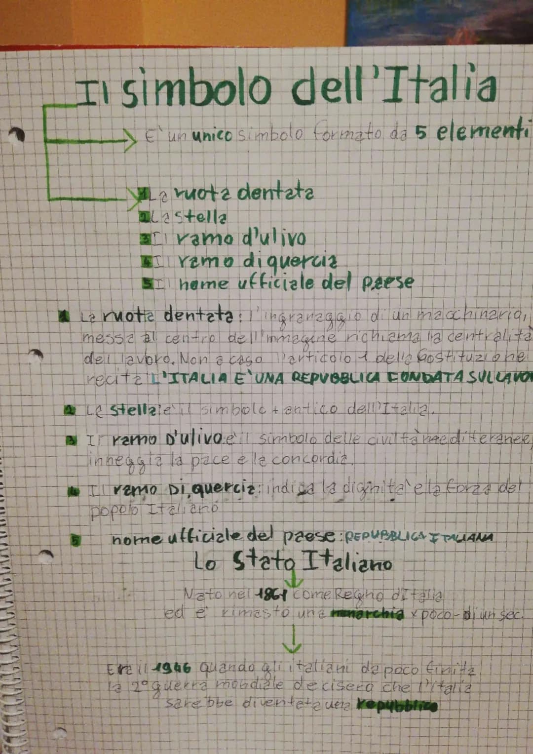 Il simbolo dell'Italia
→ E' un unico simbolo formato da 5 elementi
La ruota dentata
Lastella
I ramo d'ulivo
II ramo diquercia
I home ufficia