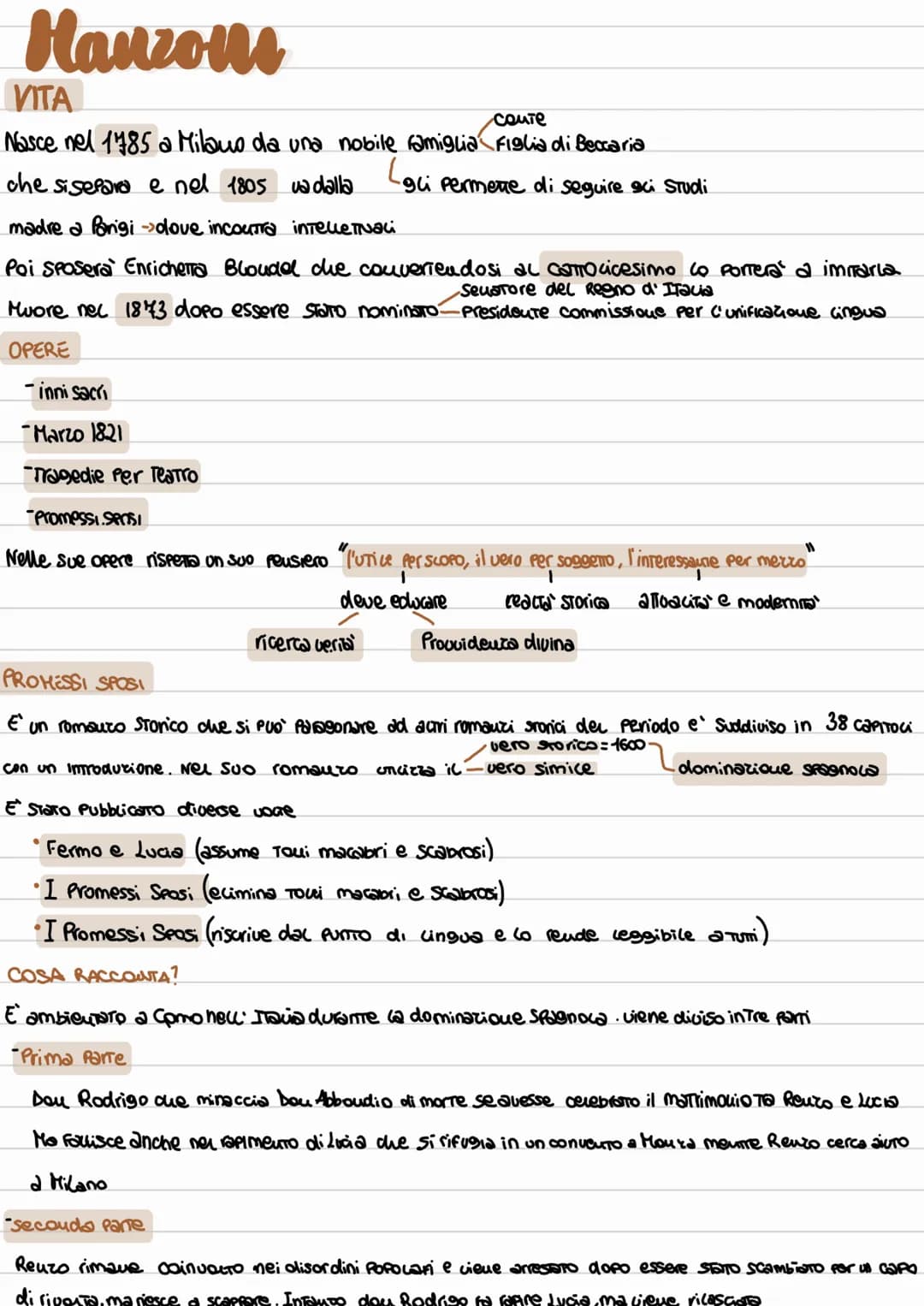 Manzons
VITA
Coute
Nasce nel 1785 a Milano da una nobile famiglia Figlia di Beccaria
che sisepara e nel 1805 va dalla
madre a Parigi ->dove 